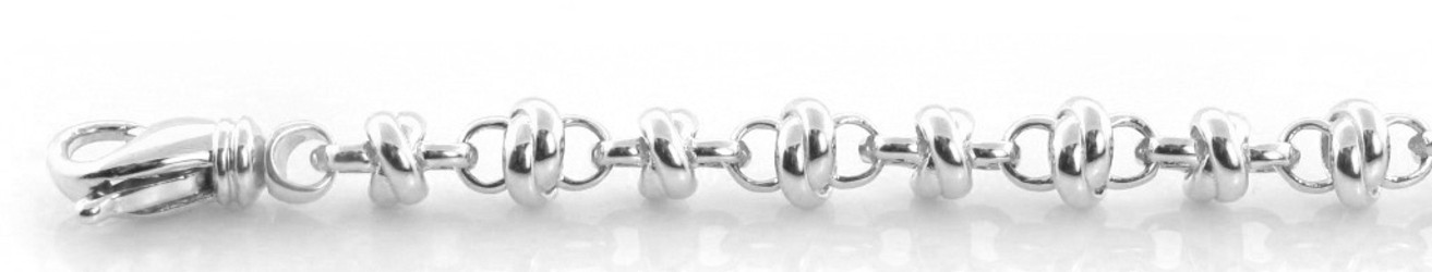 18k White Gold Hand Made Love Knot Chain 5.5mm 26 Inches