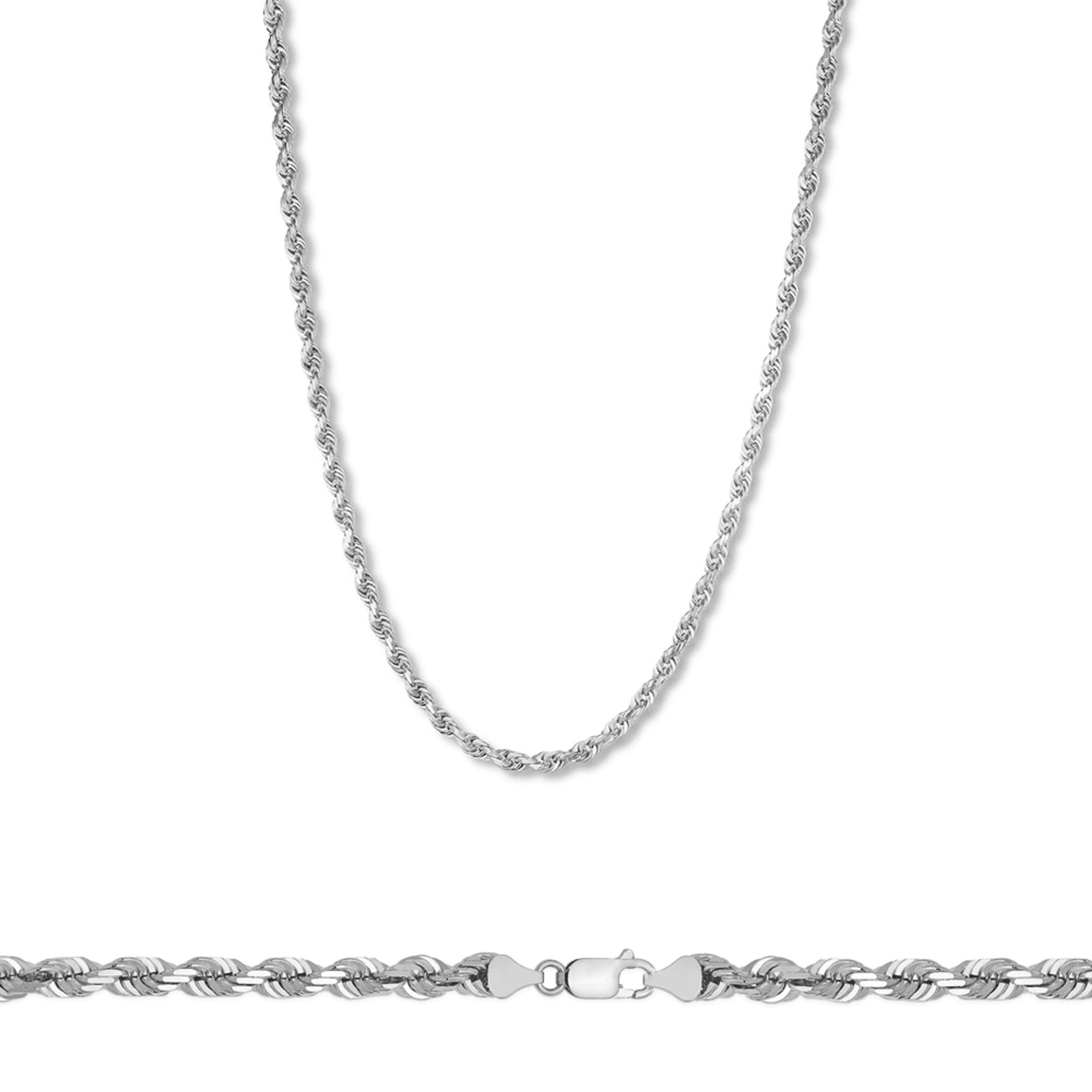 18k White Gold (Nickel Free) 2.5mm Italian Rope Chain 18 Inches 18k White Gold (Nickel Free) 2.5mm Italian Rope Chain 18 Inches