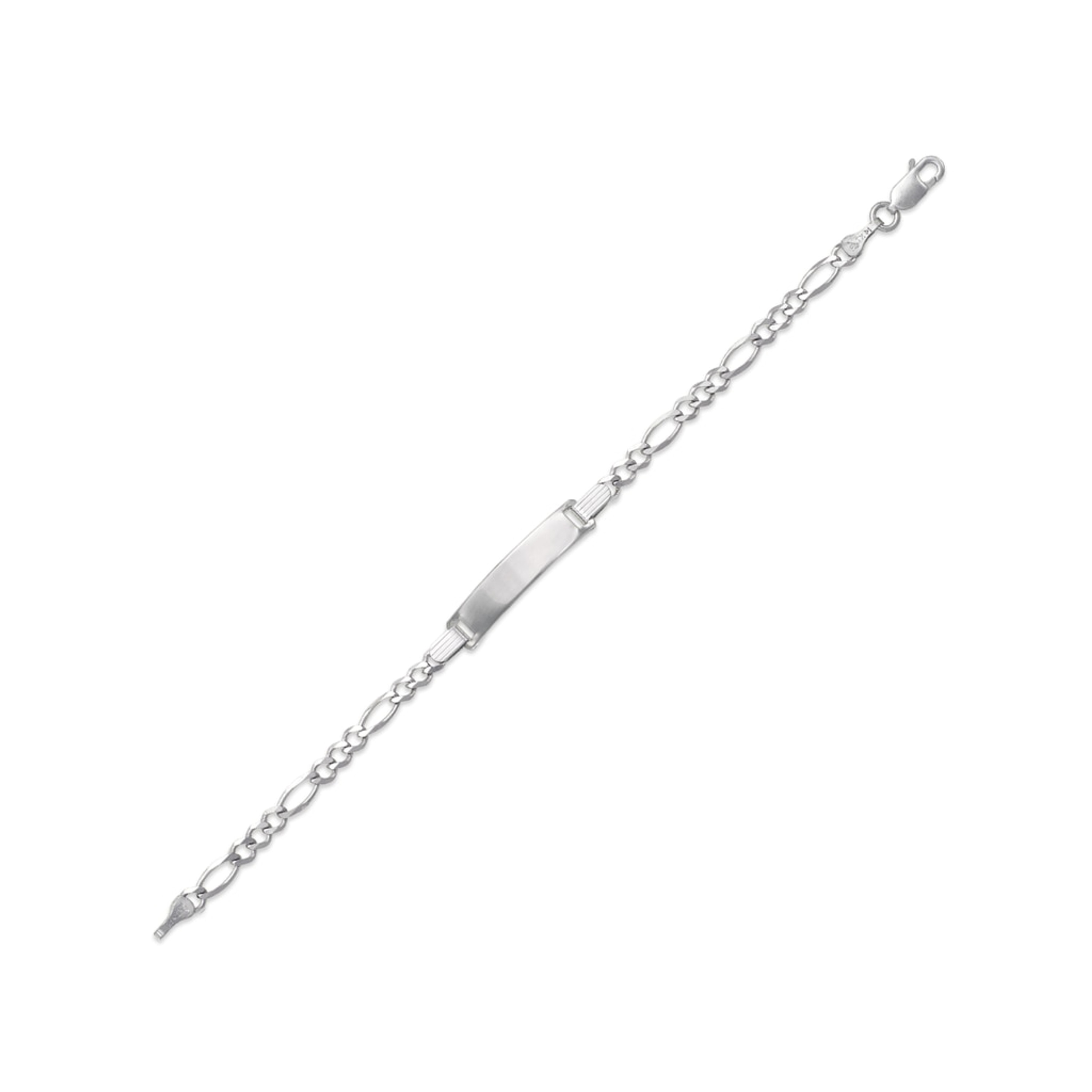 14k White Gold 3mm Childs Figaro Id Bracelet 6.0" 14k White Gold 3mm Childs Figaro Id Bracelet 6.0"