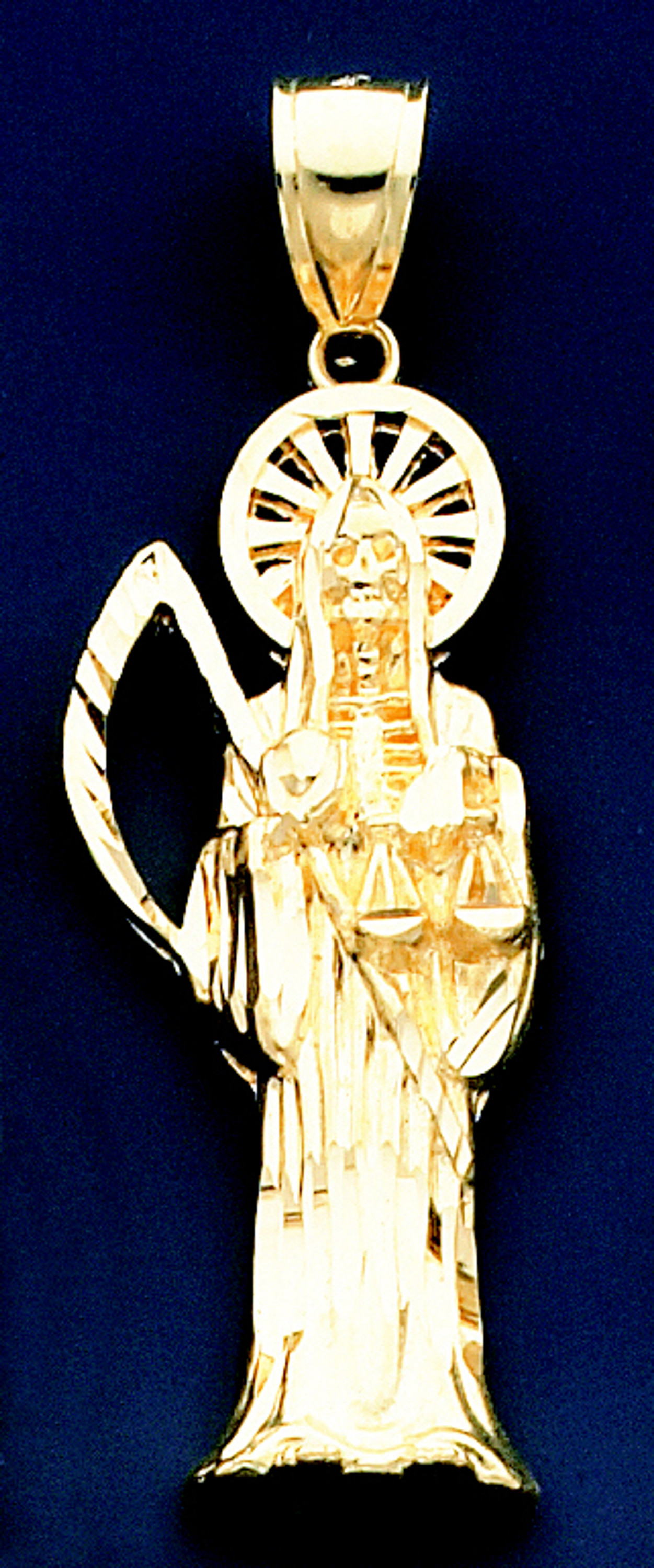14k Gold 2.25 Inches Tall Santa Muerte Pendant 14k Gold 2.25 Inches Tall Santa Muerte Pendant