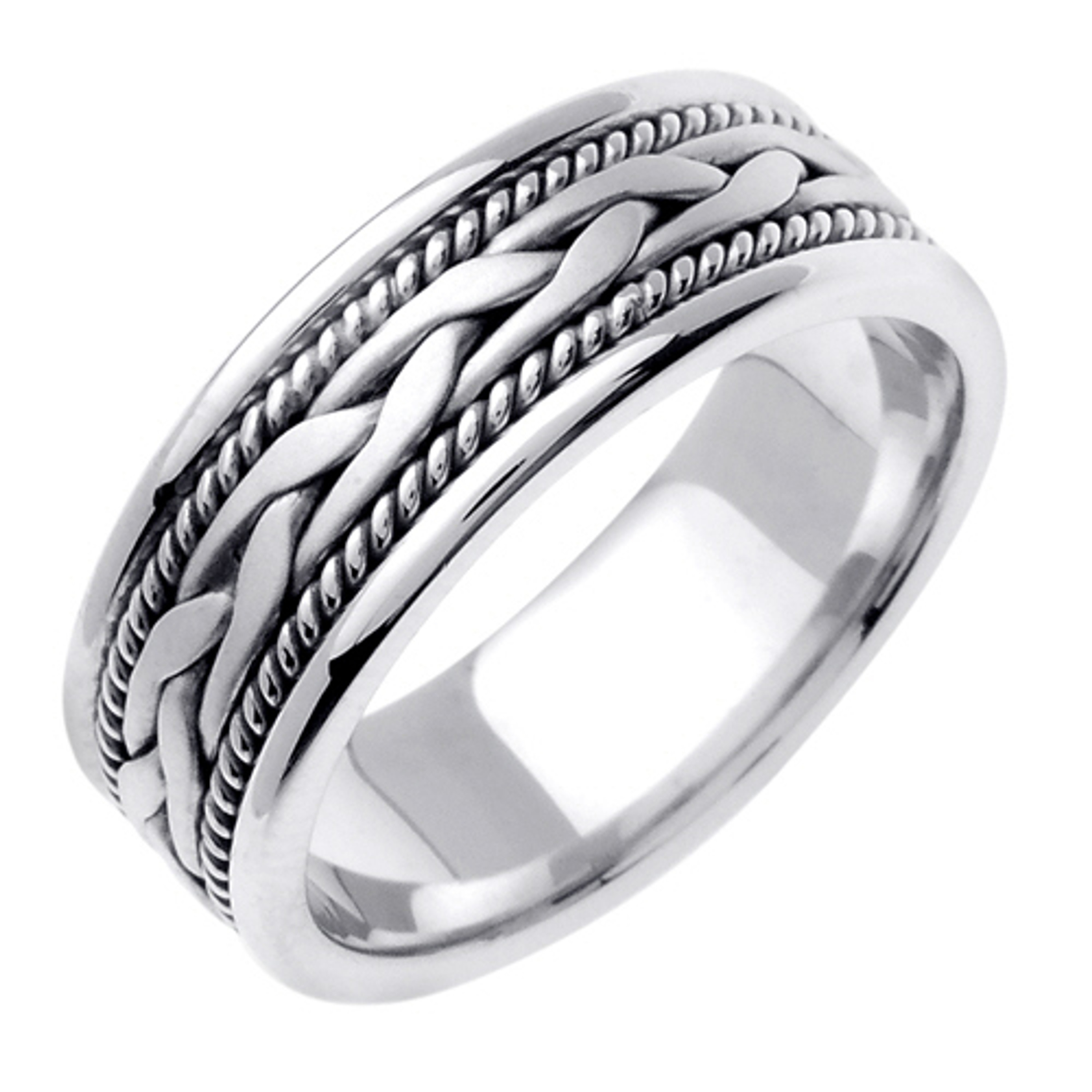 14k White Gold 7mm  Handmade Wedding Band (326) 14k White Gold 7mm  Handmade Wedding Band (326)