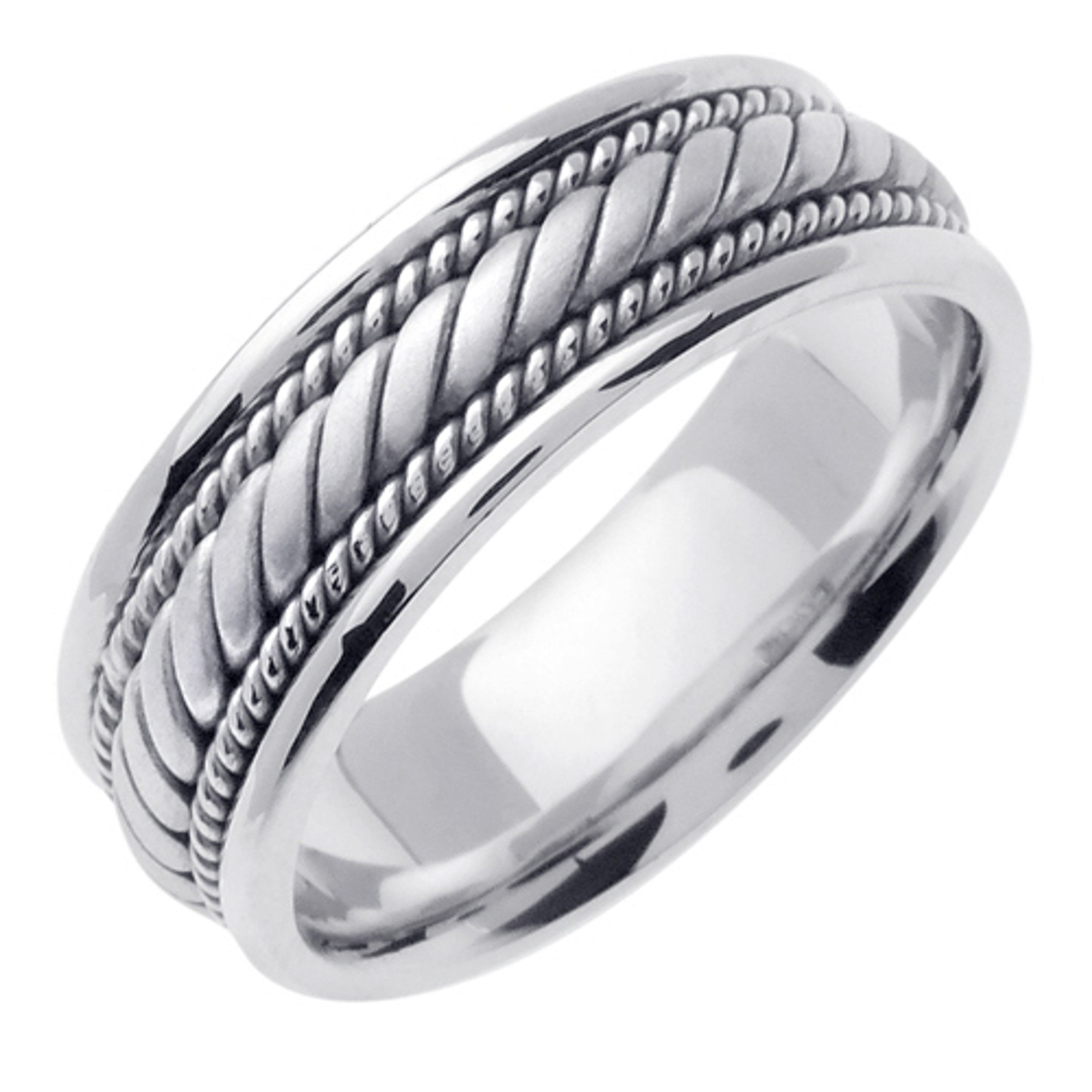 14k White Gold 8mm  Handmade Wedding Band (338) 14k White Gold 8mm  Handmade Wedding Band (338)