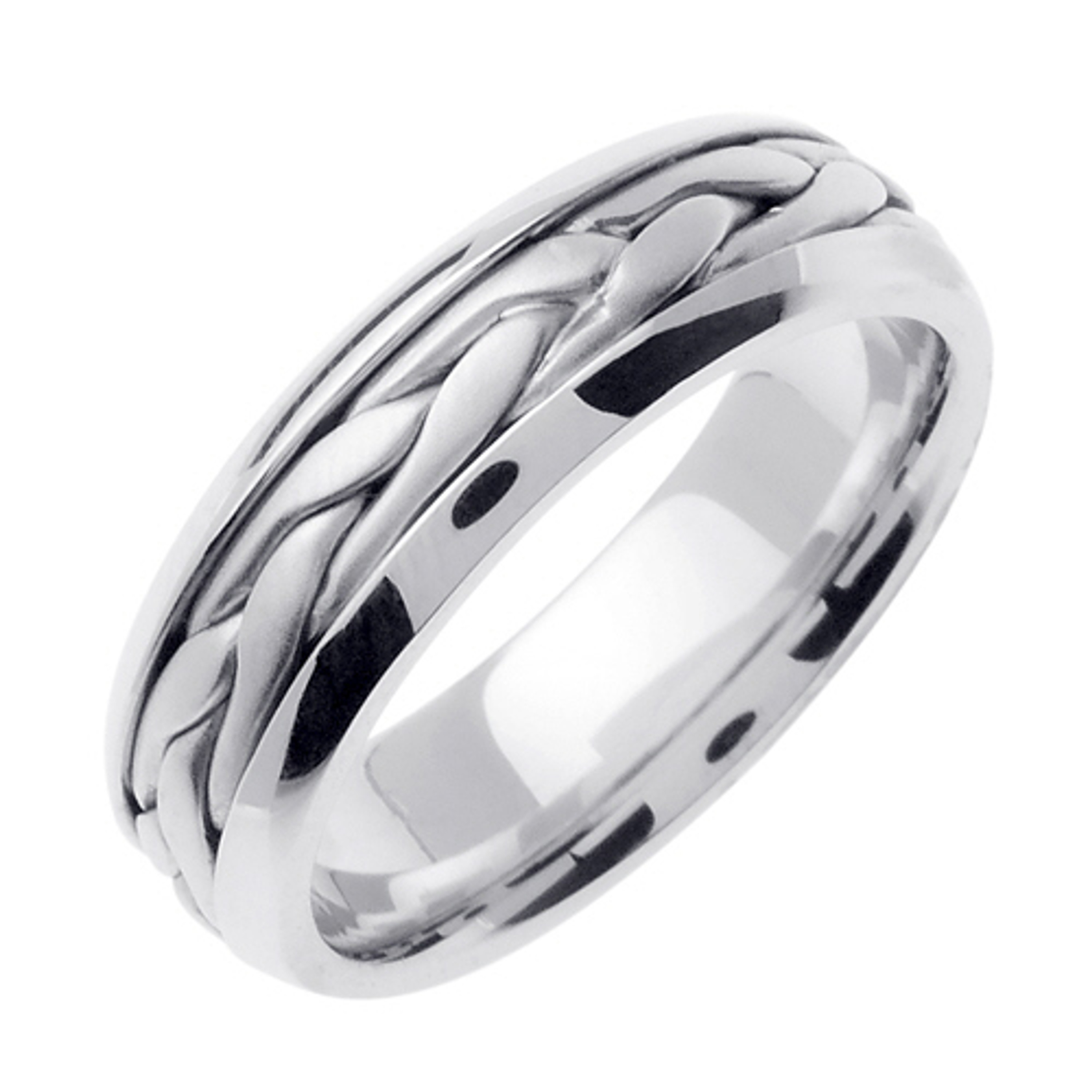 14k White Gold 7mm  Handmade Wedding Band (345) 14k White Gold 7mm  Handmade Wedding Band (345)