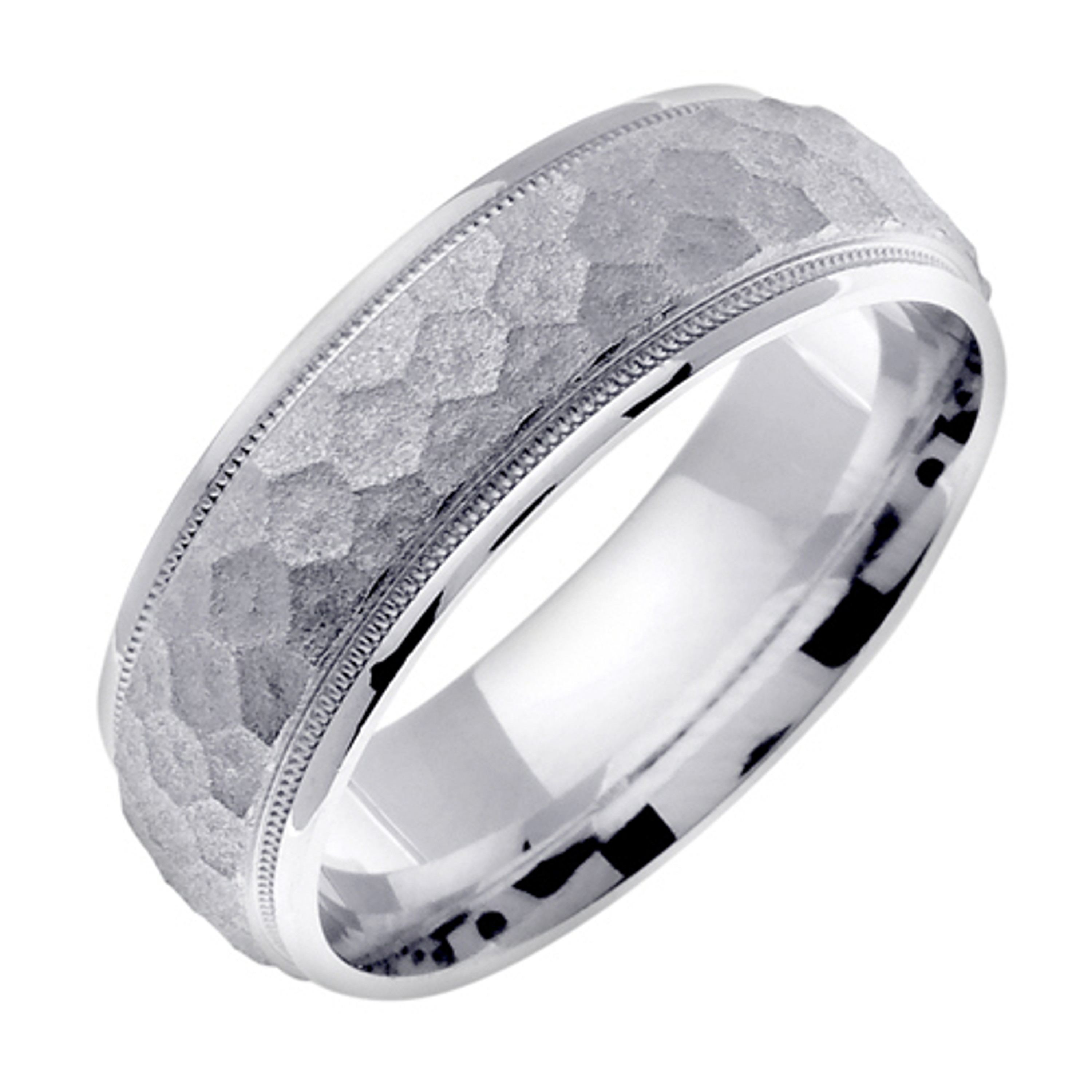 14k White Gold 7mm  Handmade Wedding Band (627) 14k White Gold 7mm  Handmade Wedding Band (627)