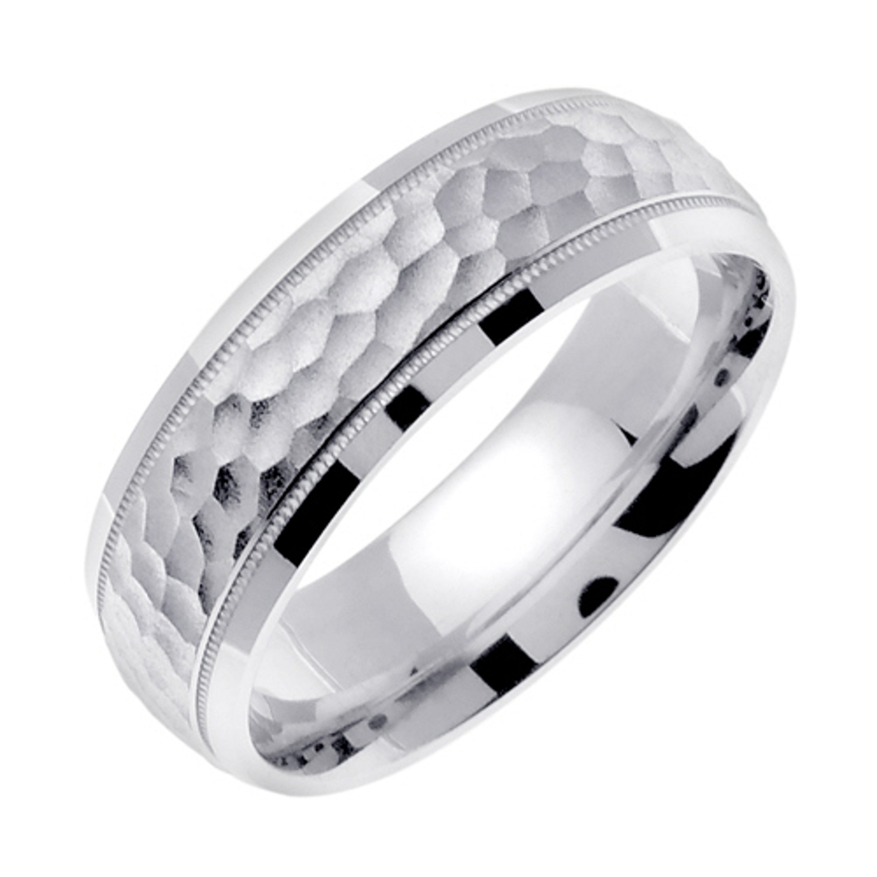14k White Gold 7mm  Handmade Wedding Band (632) 14k White Gold 7mm  Handmade Wedding Band (632)