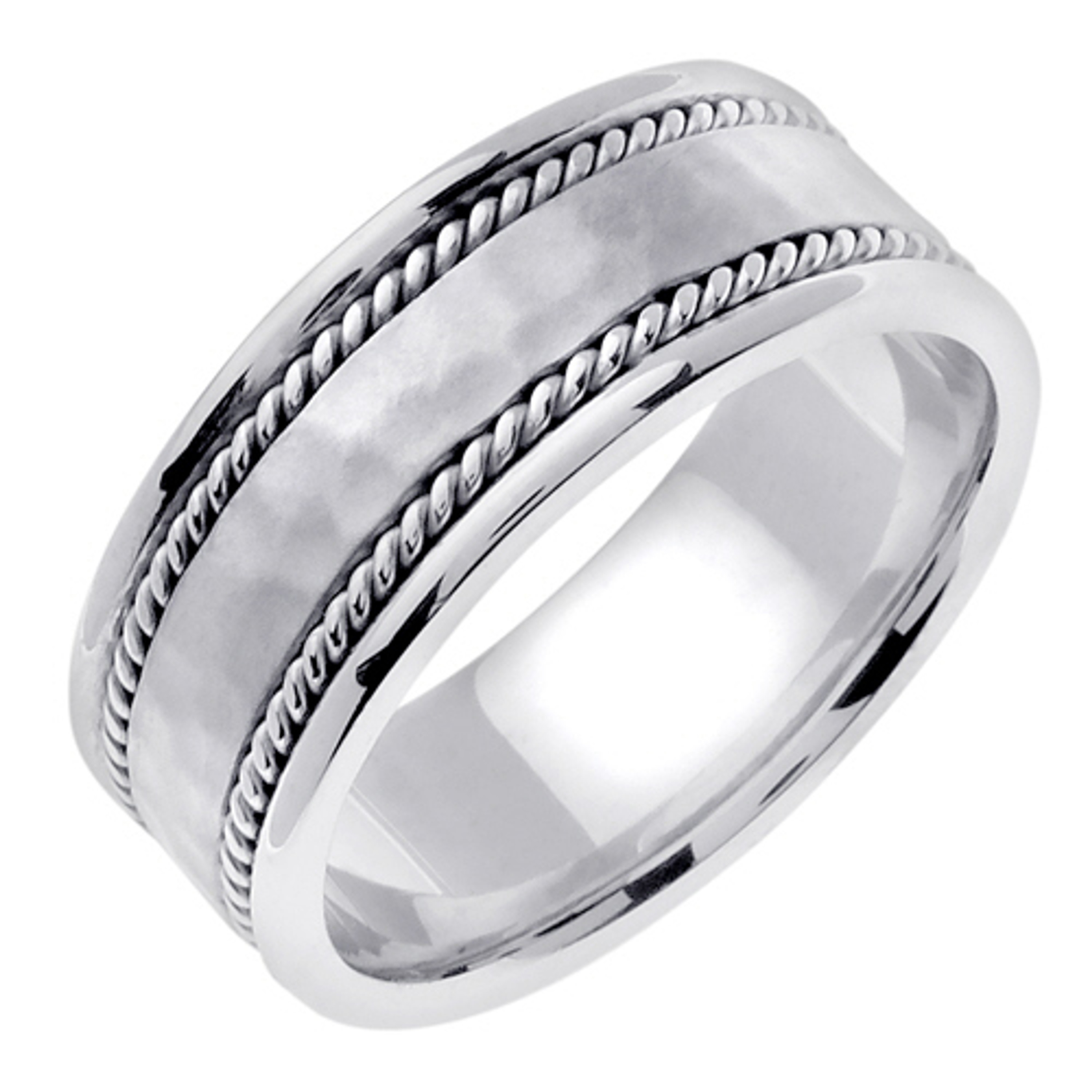 14k White Gold 8mm  Handmade Wedding Band (639) 14k White Gold 8mm  Handmade Wedding Band (639)
