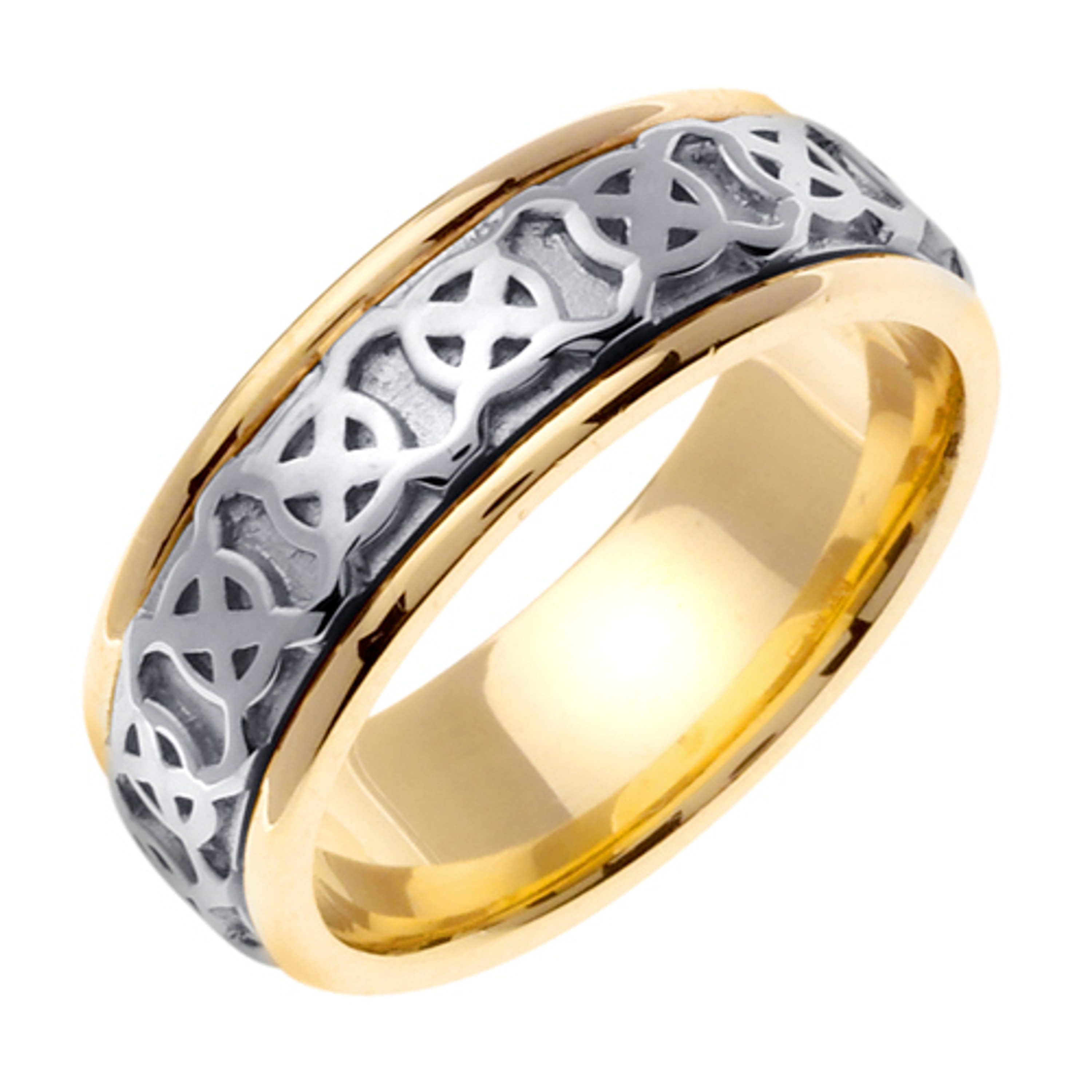 14k Two Tone Gold 7.5mm  Handmade Celtic Wedding Band 14k Two Tone Gold 7.5mm  Handmade Celtic Wedding Band
