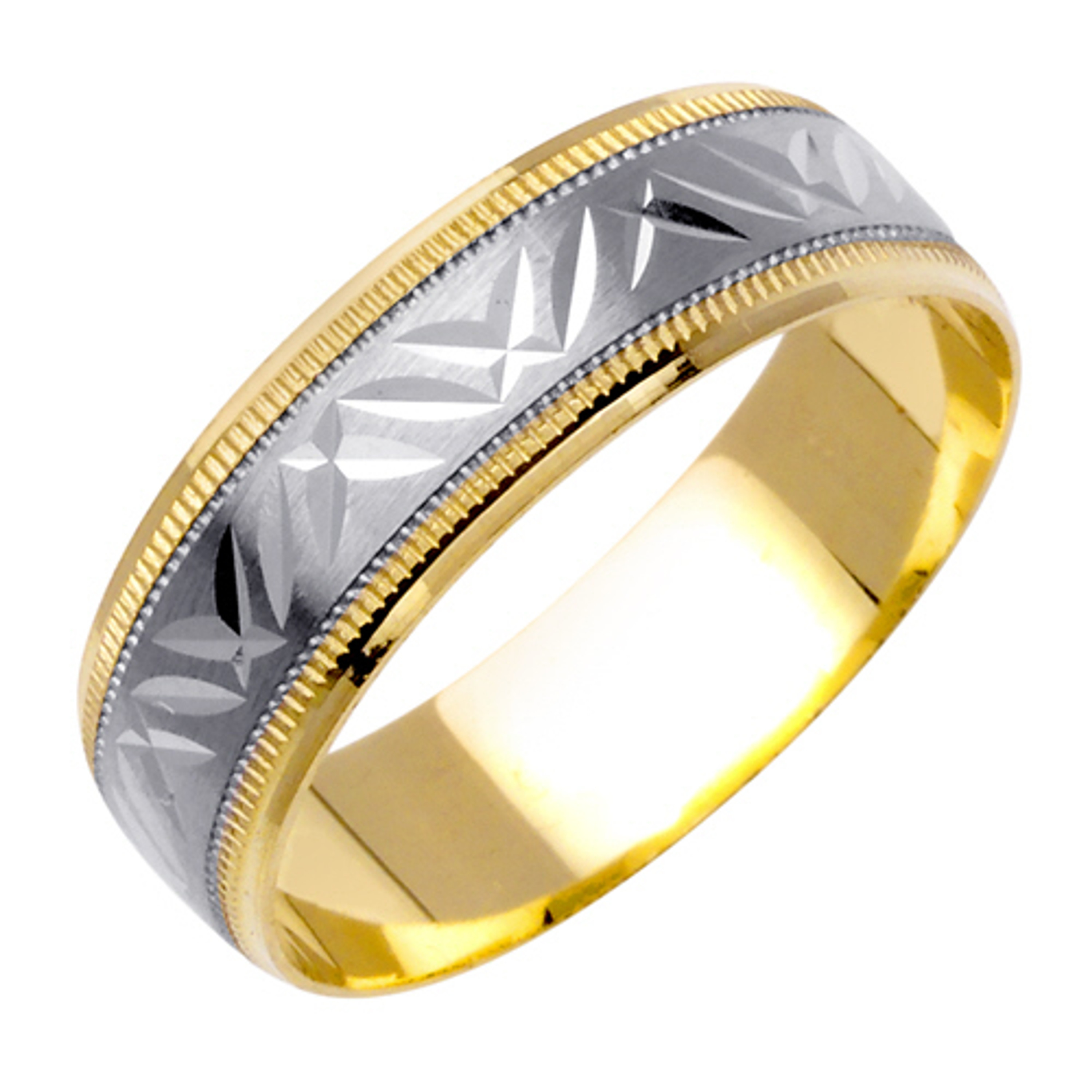 14k Yellow Gold  6mm Wide Yellow Gold With White Gold. Handmade Wedding Band 14k Yellow Gold  6mm Wide Yellow Gold With White Gold. Handmade Wedding Band