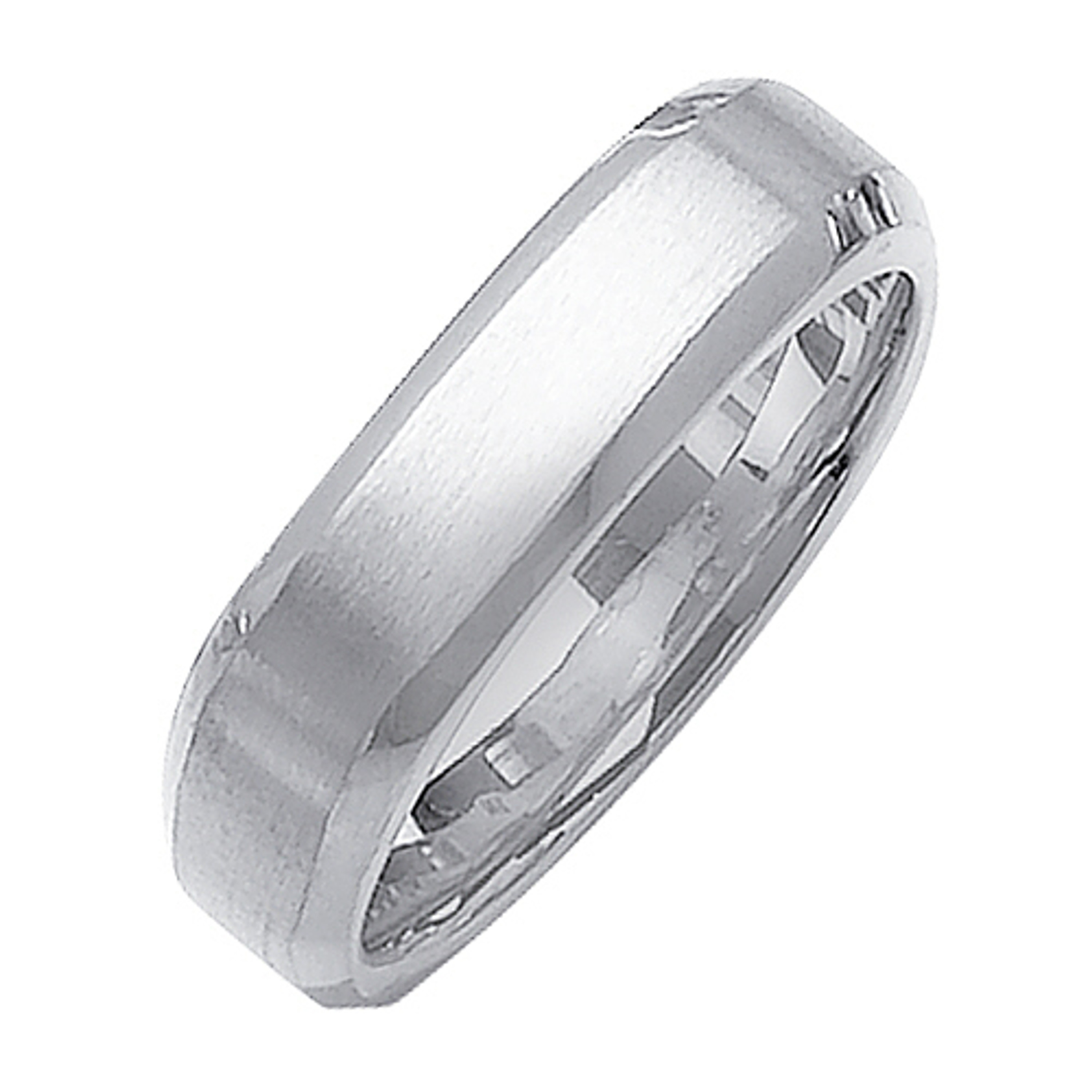 14K White Gold 6mm Wide Square Shaped With Matte Center  Wedding Band 14K White Gold 6mm Wide Square Shaped With Matte Center  Wedding Band