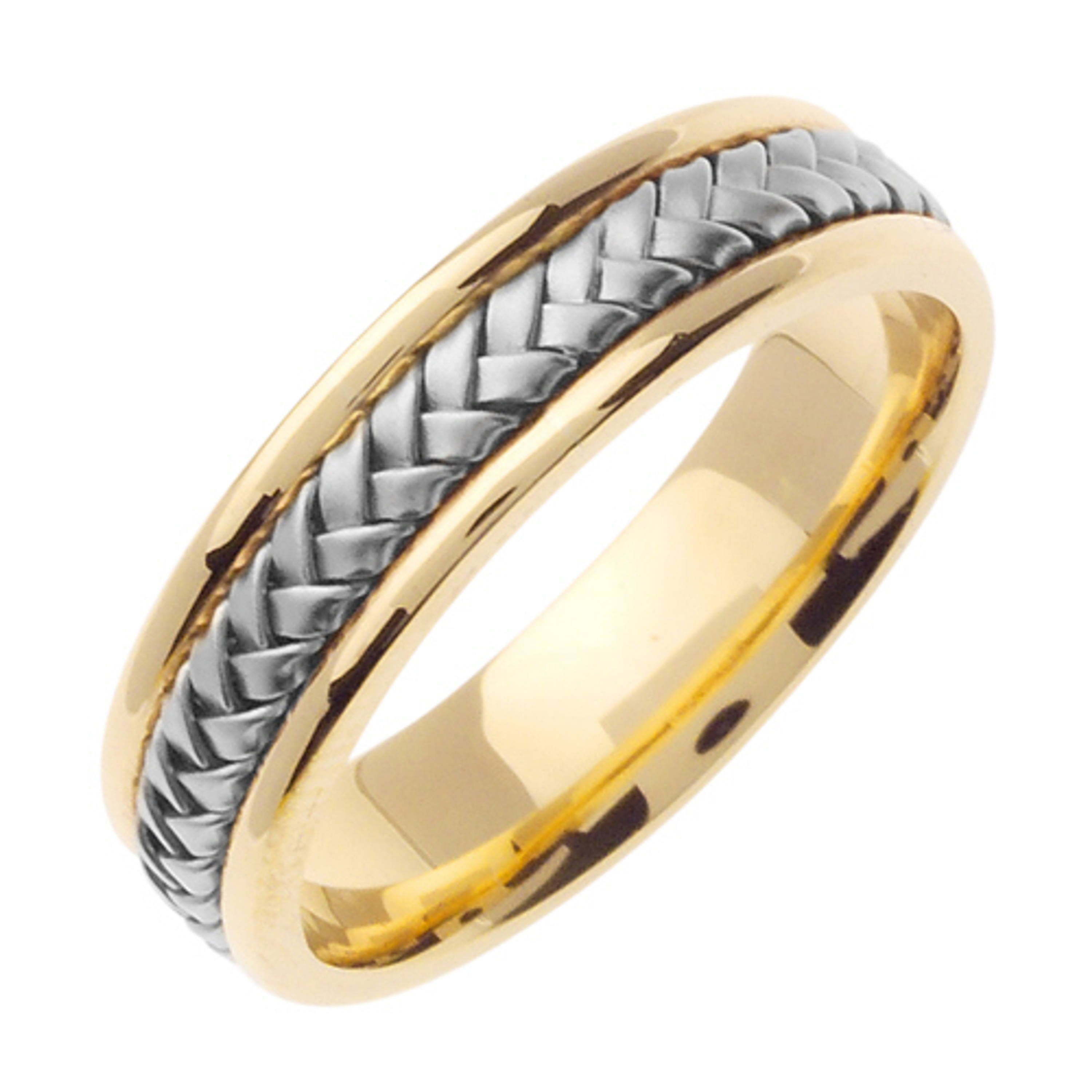18k Yellow Gold with a White Gold center . 5.5mm Wide Handmade Wedding Band 18k Yellow Gold with a White Gold center . 5.5mm Wide Handmade Wedding Band