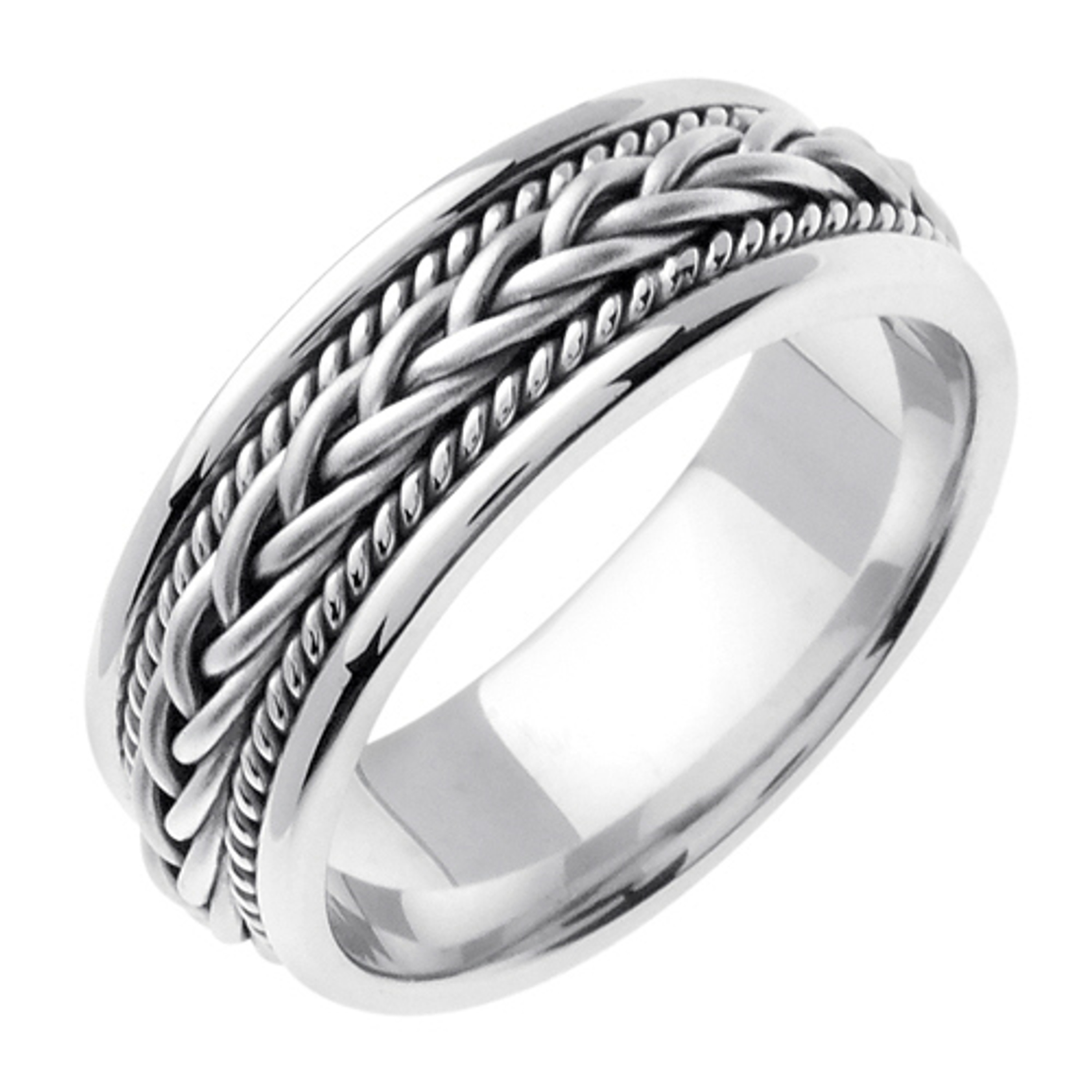18k White Gold 7mm Handmade Wedding Band (332) 18k White Gold 7mm Handmade Wedding Band (332)