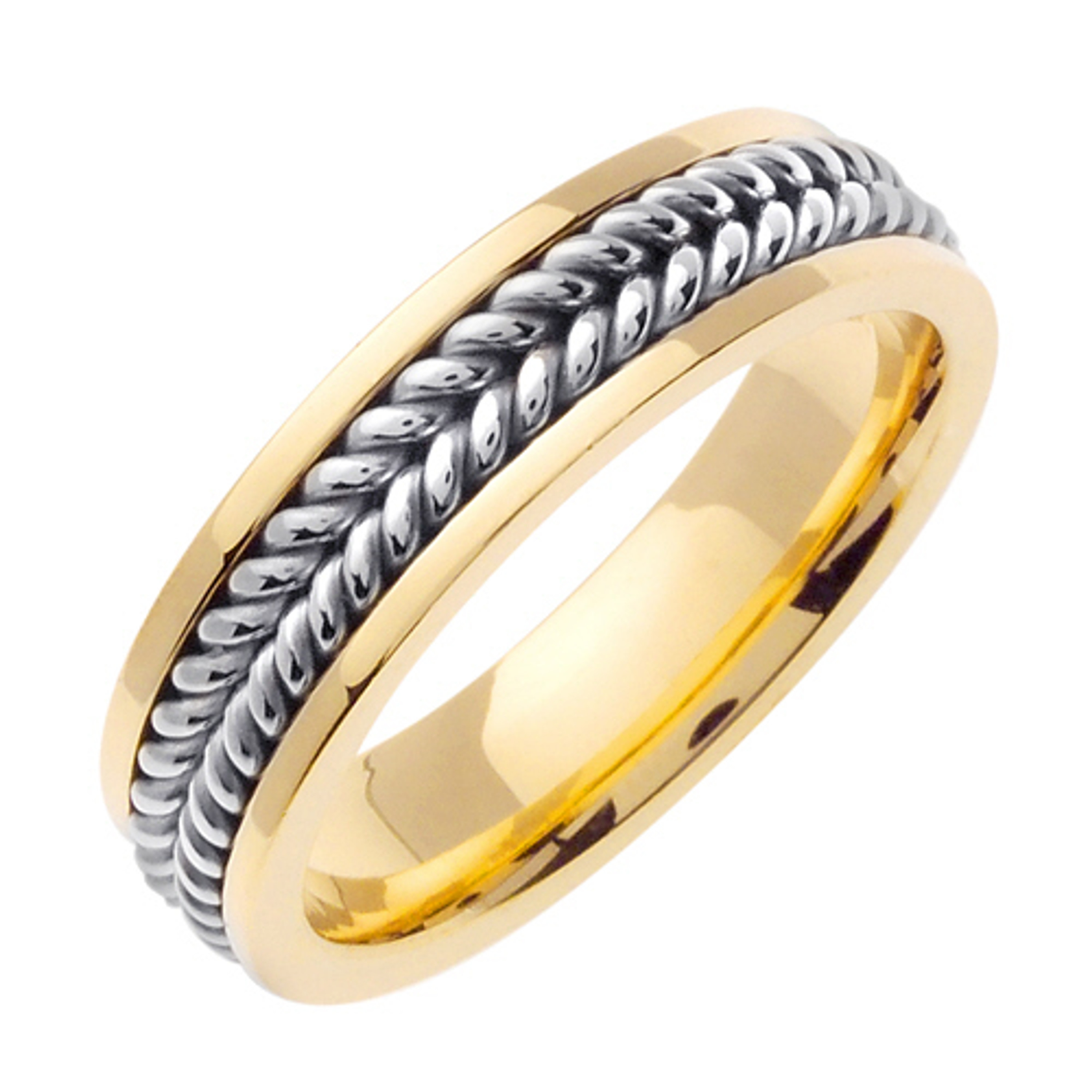 18k Yellow Gold with White Gold. 7mm Wide Handmade Wedding Band (335) 18k Yellow Gold with White Gold. 7mm Wide Handmade Wedding Band (335)