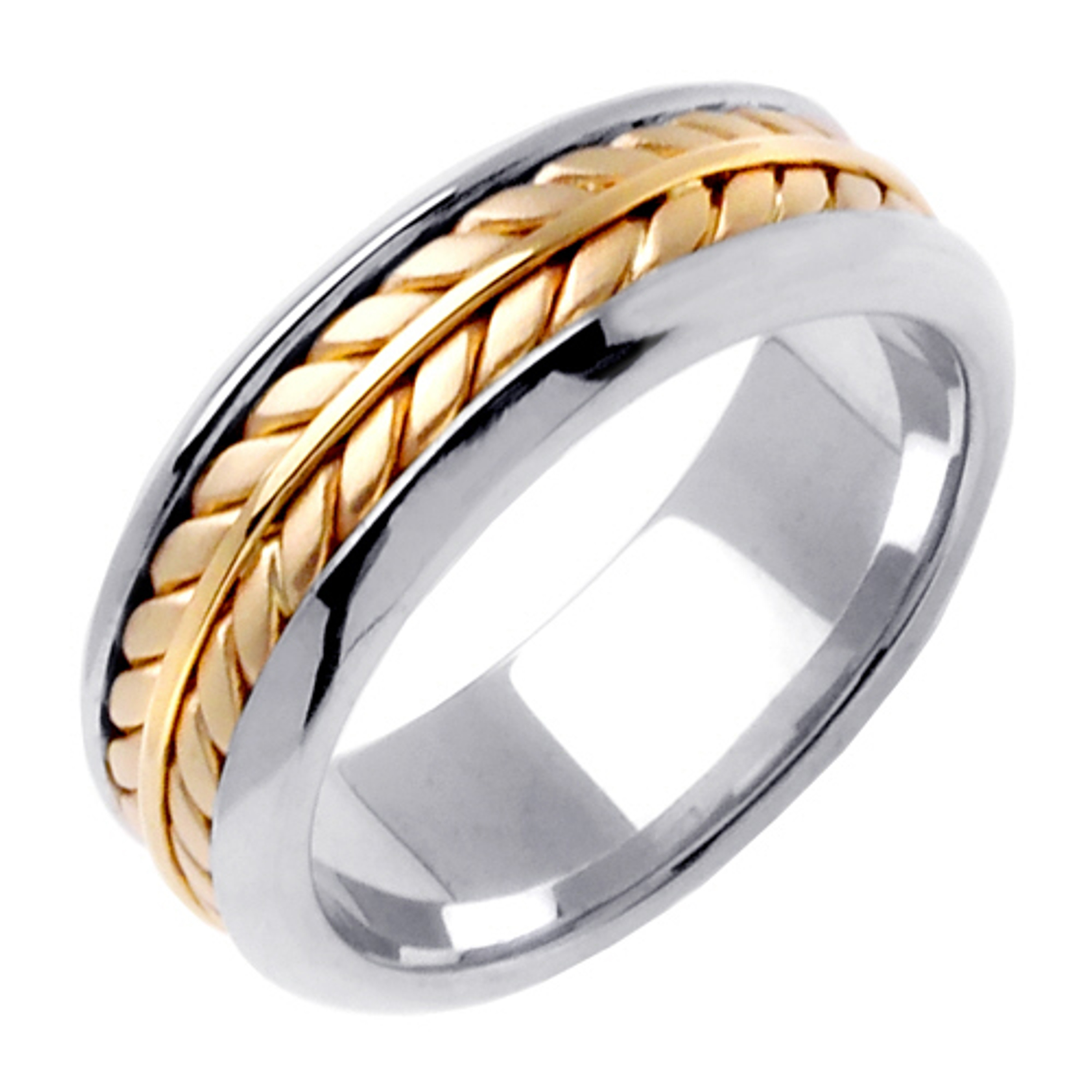 18k White Gold with Yellow Gold 8mm Wide Wedding Band 18k White Gold with Yellow Gold 8mm Wide Wedding Band