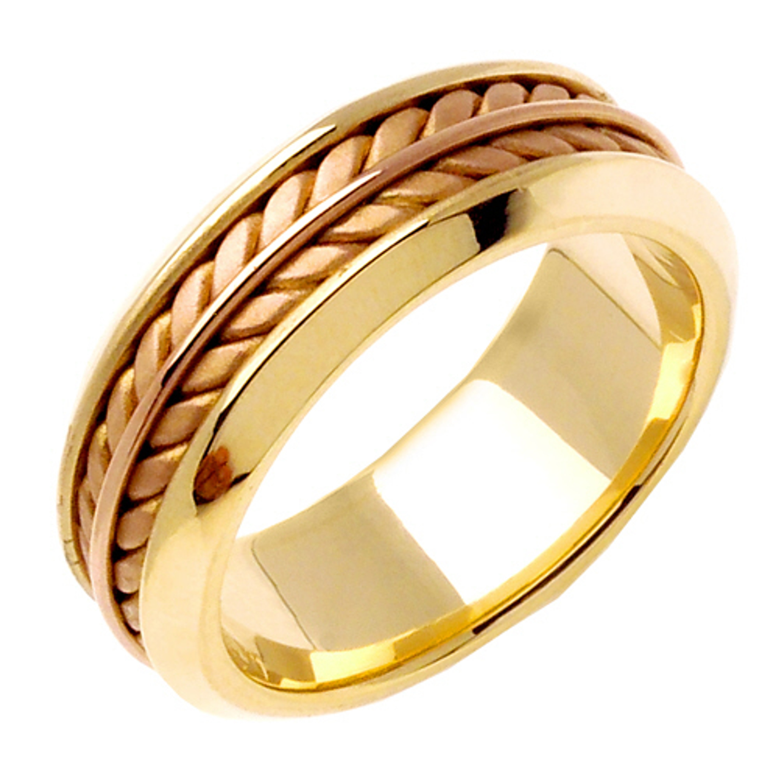 18k Yellow Gold with Rose Gold. 8mm Wide Handmade Wedding Band 18k Yellow Gold with Rose Gold. 8mm Wide Handmade Wedding Band