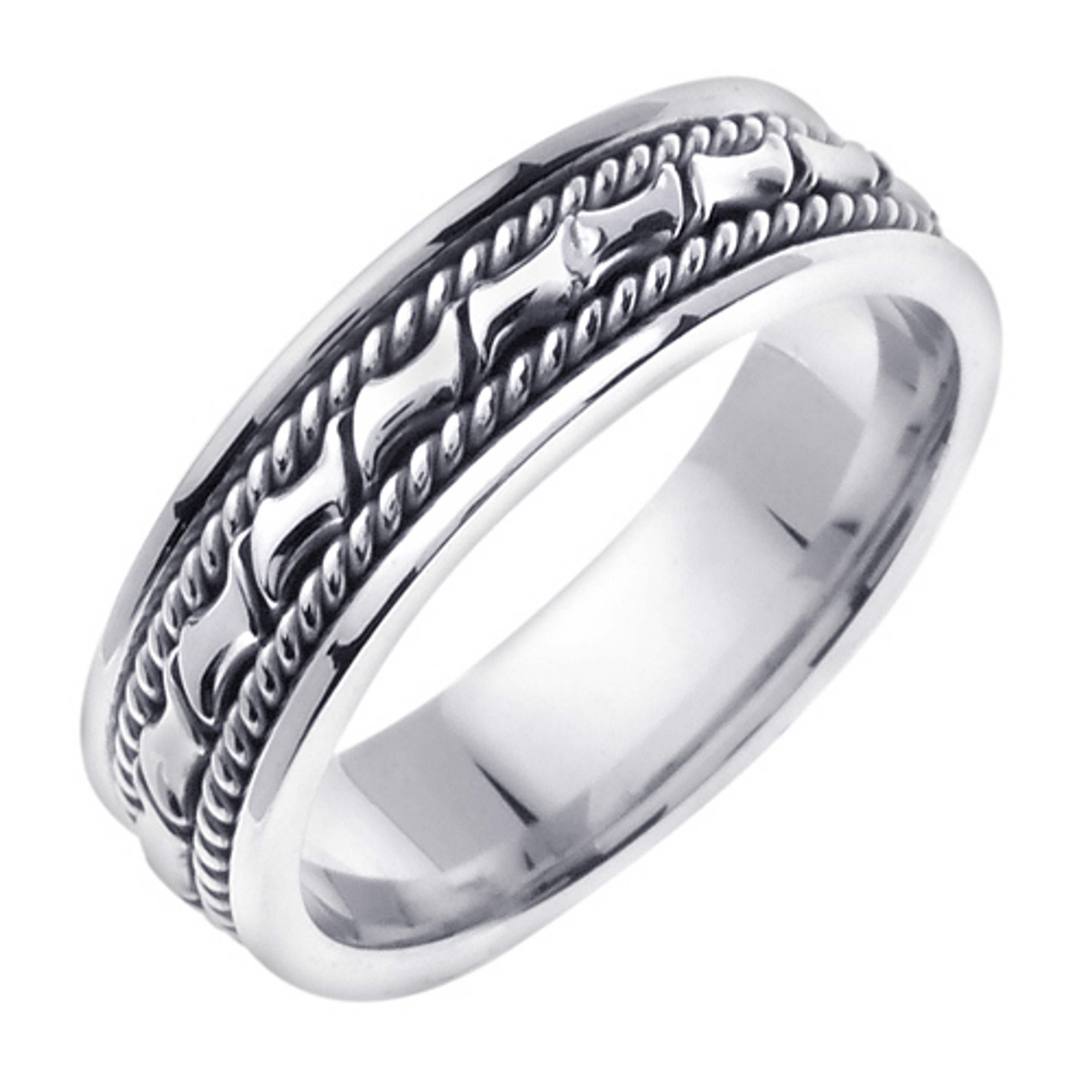 18k White Gold 6mm Double Milgrain Handmade Wedding Band 18k White Gold 6mm Double Milgrain Handmade Wedding Band