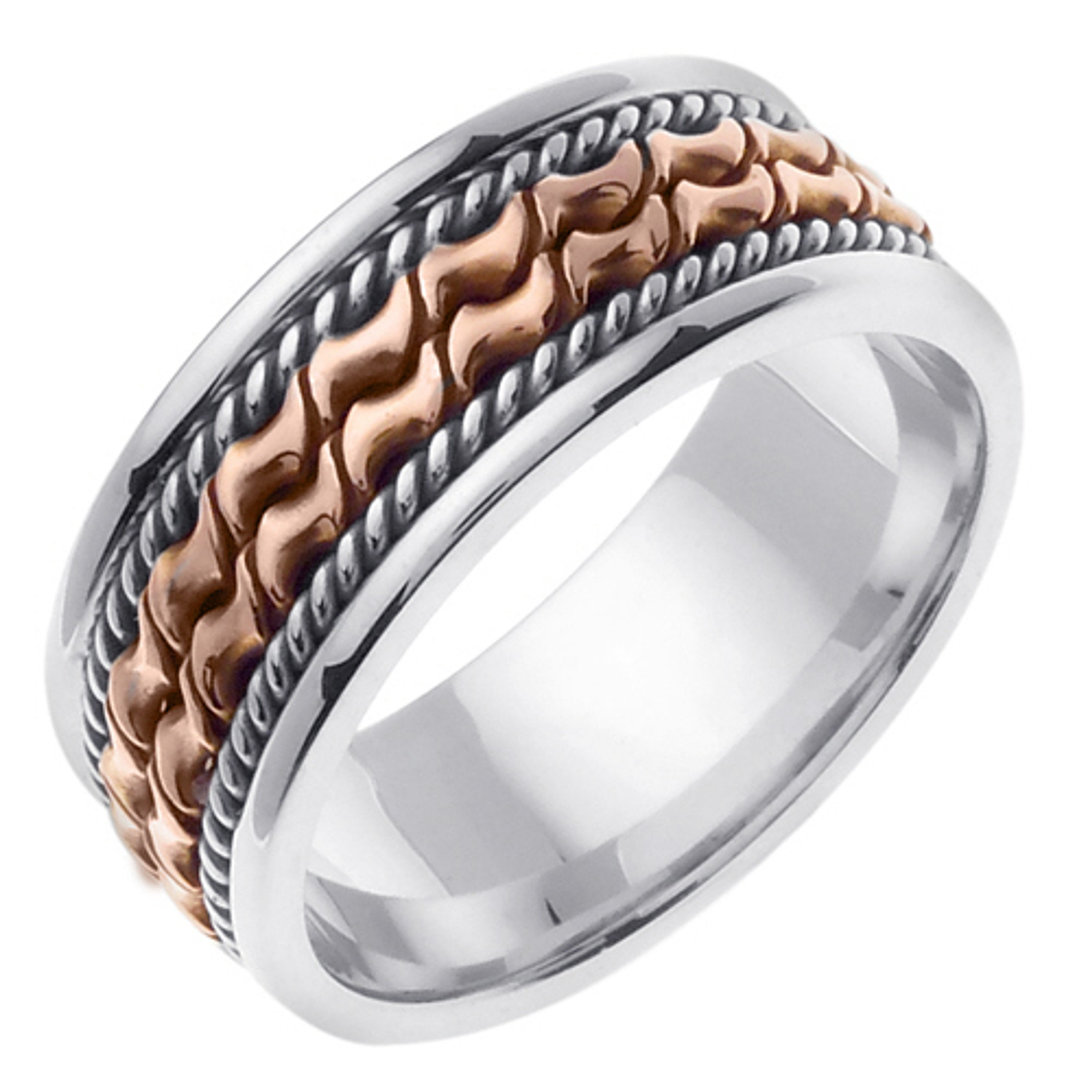 18k White Gold with Rose Gold 8mm Wide Wedding Band 18k White Gold with Rose Gold 8mm Wide Wedding Band
