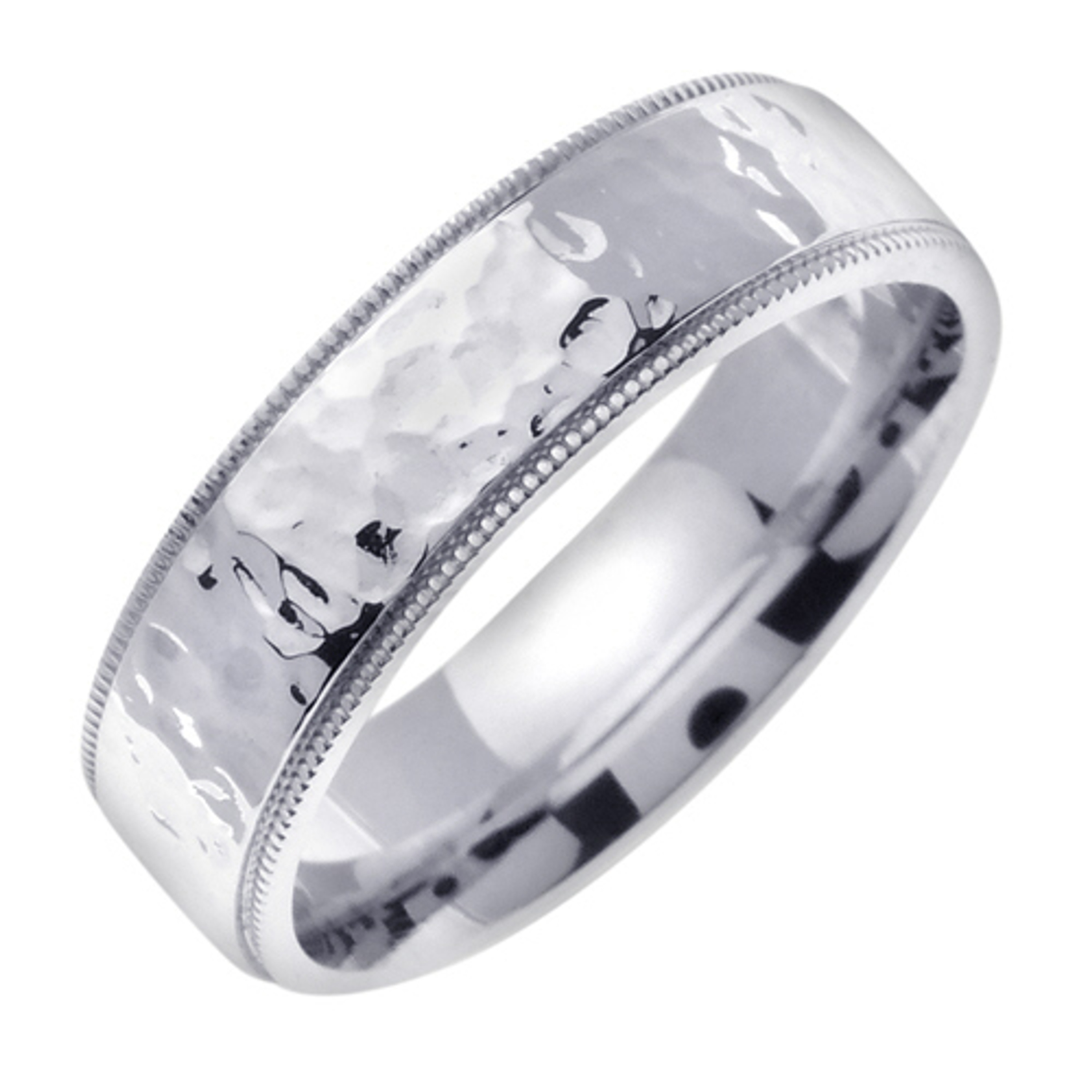 18k White Gold 7mm Handmade Wedding Band (635) 18k White Gold 7mm Handmade Wedding Band (635)