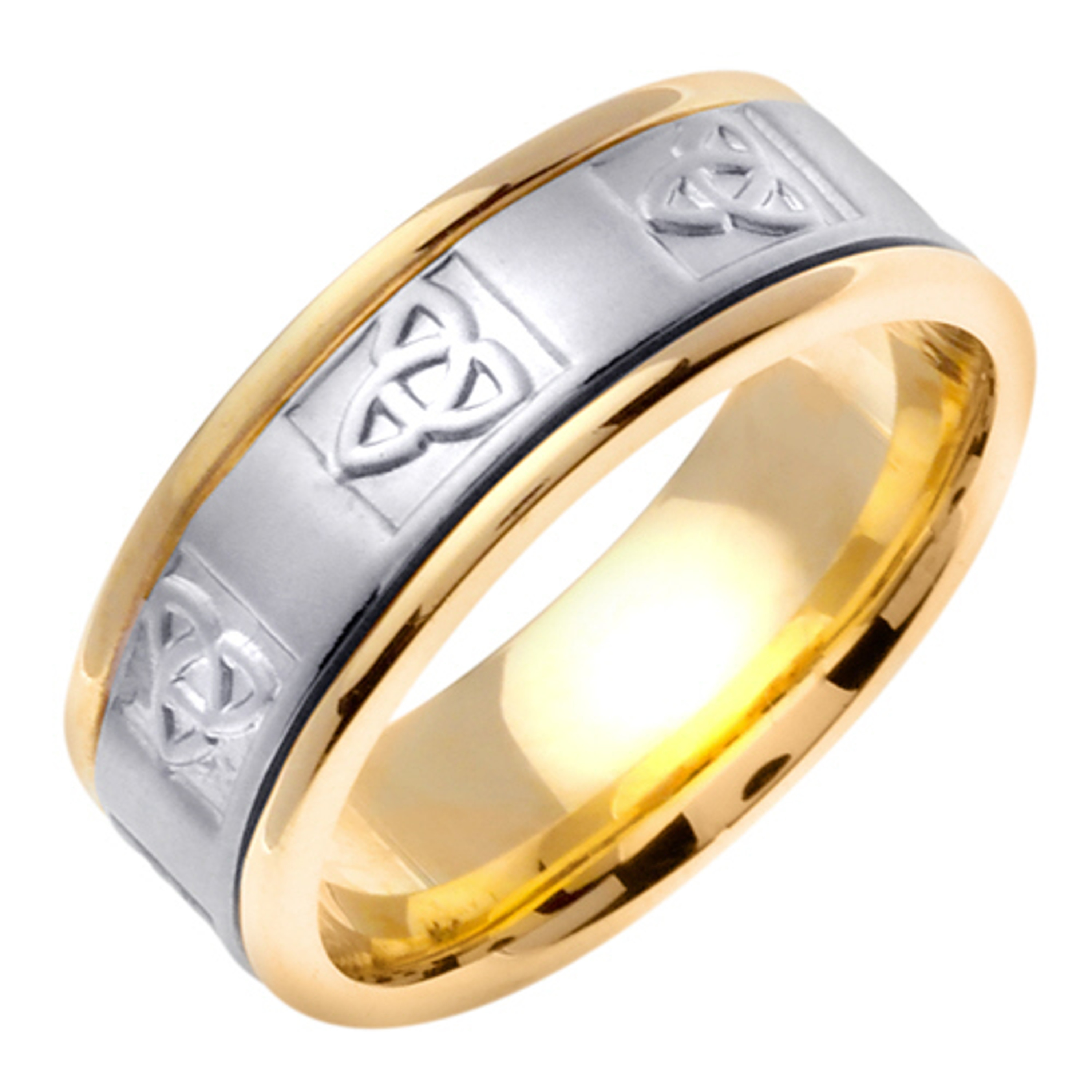 18K White on Yellow Gold 8mm Celtic Celtic Trinity (triquetra) Wedding Band 18K White on Yellow Gold 8mm Celtic Celtic Trinity (triquetra) Wedding Band