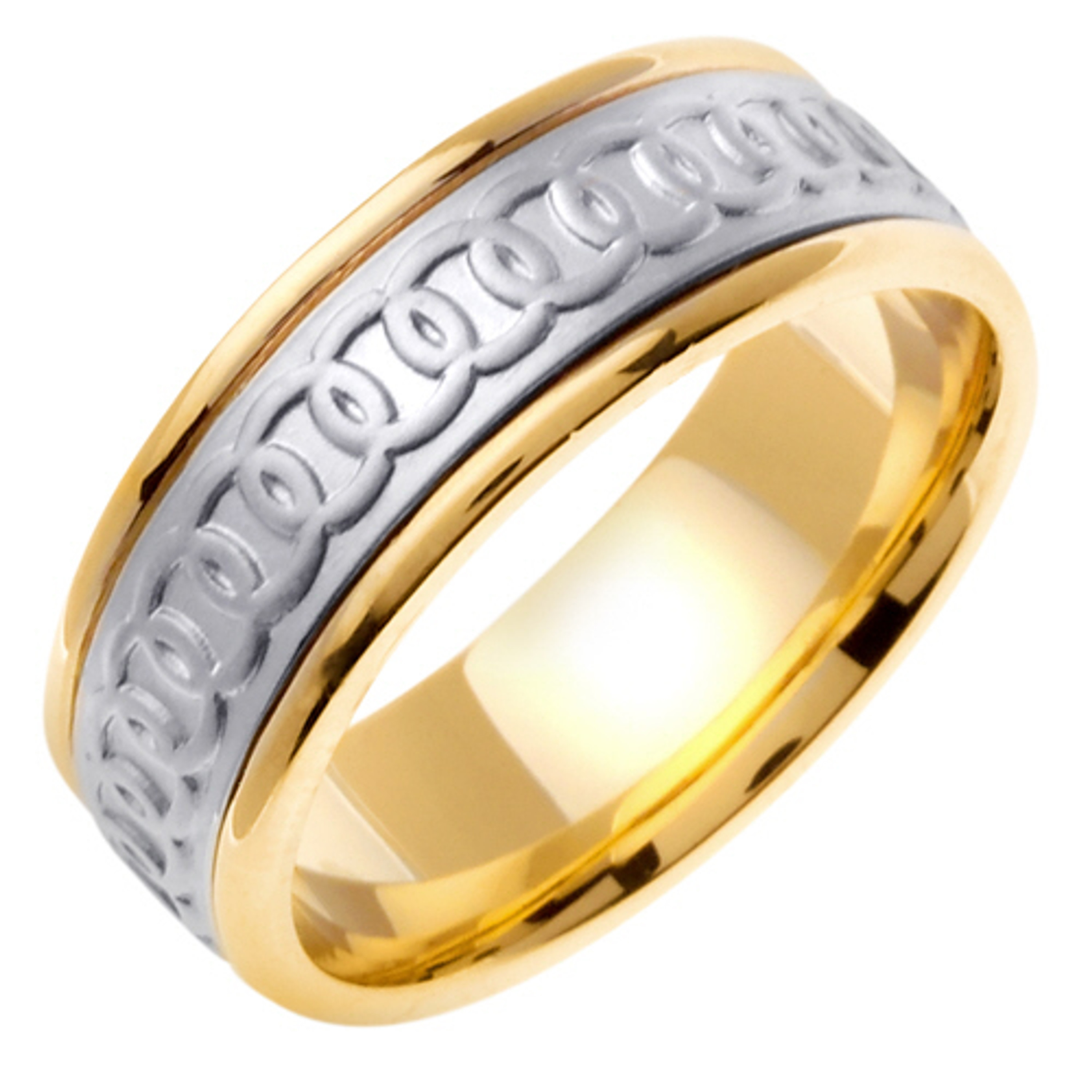 18K Yellow on White Gold 8mm Celtic Circle Wedding Band 18K Yellow on White Gold 8mm Celtic Circle Wedding Band