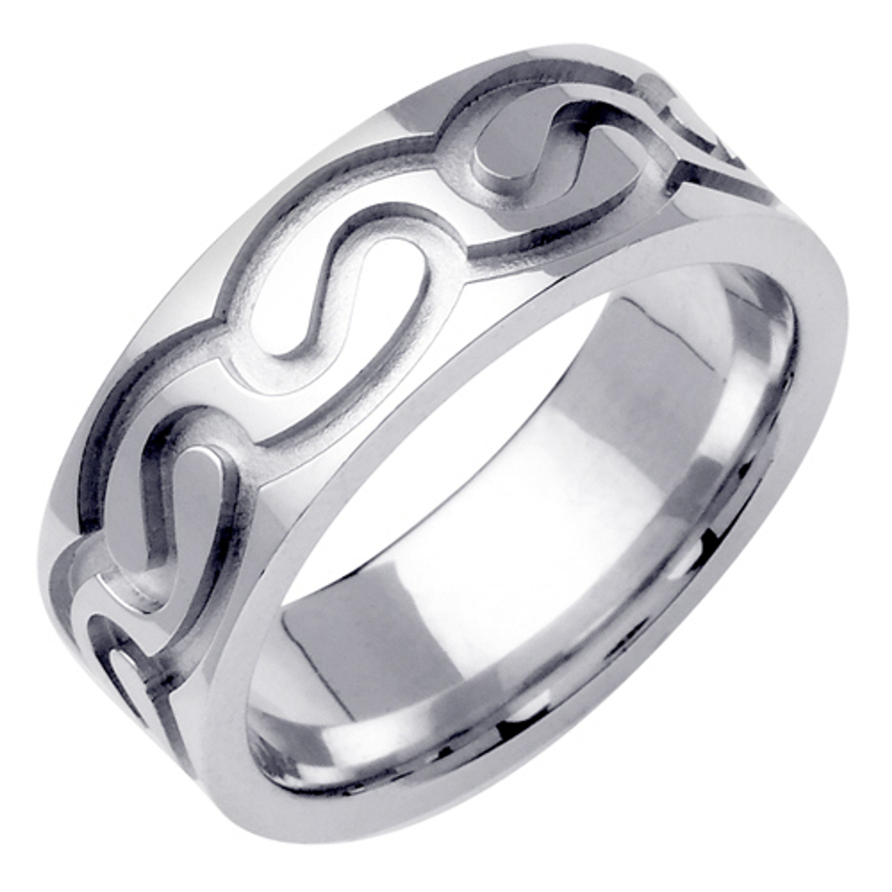18k White Gold 7.5mm Celtic Wedding Band 18k White Gold 7.5mm Celtic Wedding Band
