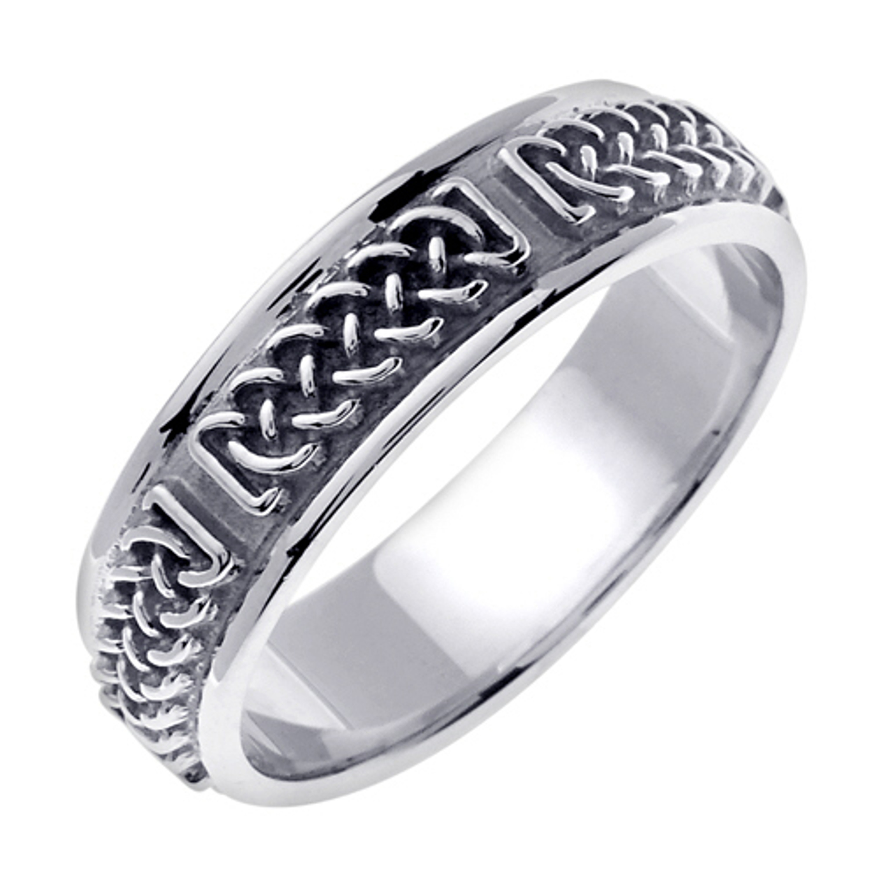 18k White Gold 6.0mm Celtic Wedding Band 18k White Gold 6.0mm Celtic Wedding Band
