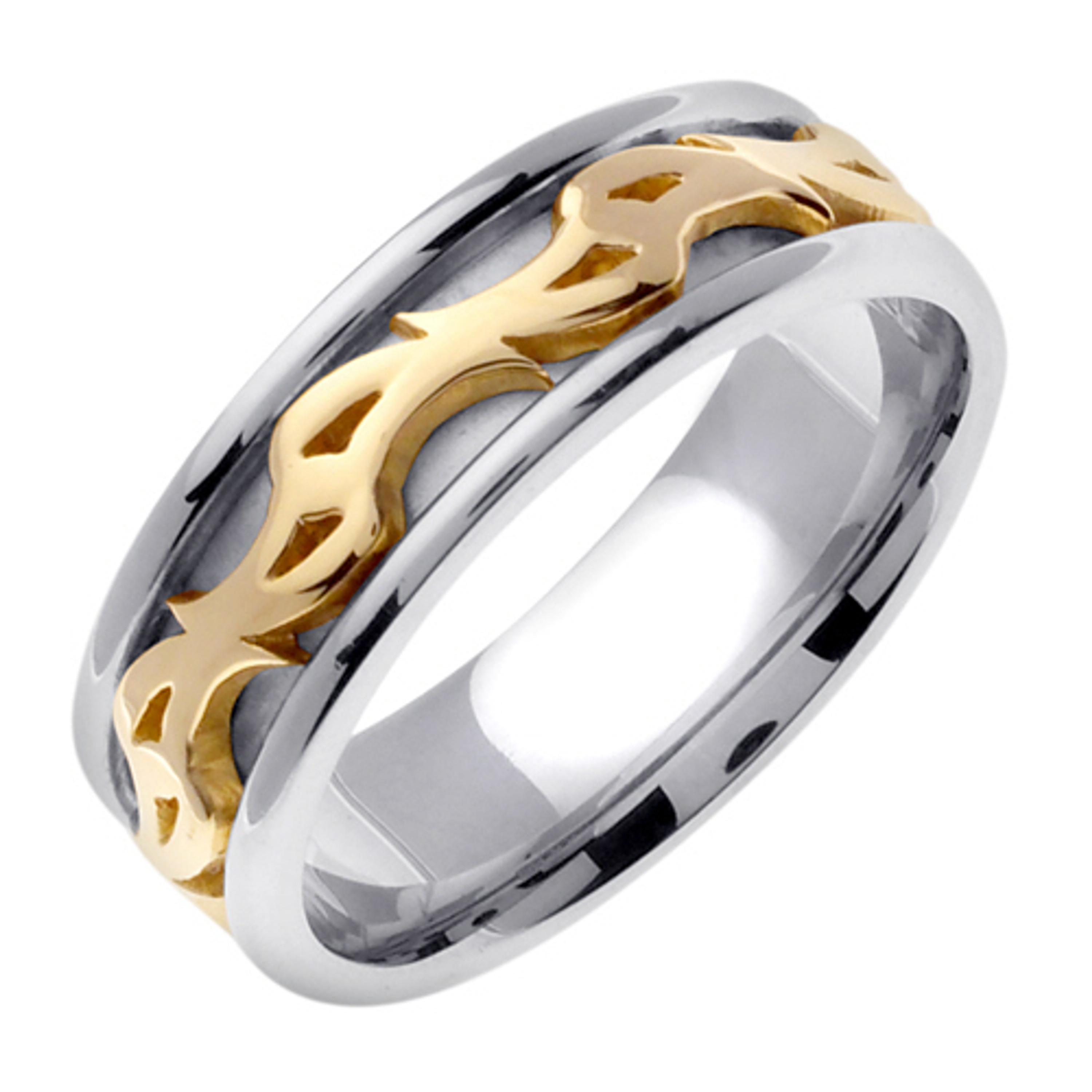 18k Two Tone Gold 7.0mm Handmade Celtic Wedding Band 18k Two Tone Gold 7.0mm Handmade Celtic Wedding Band