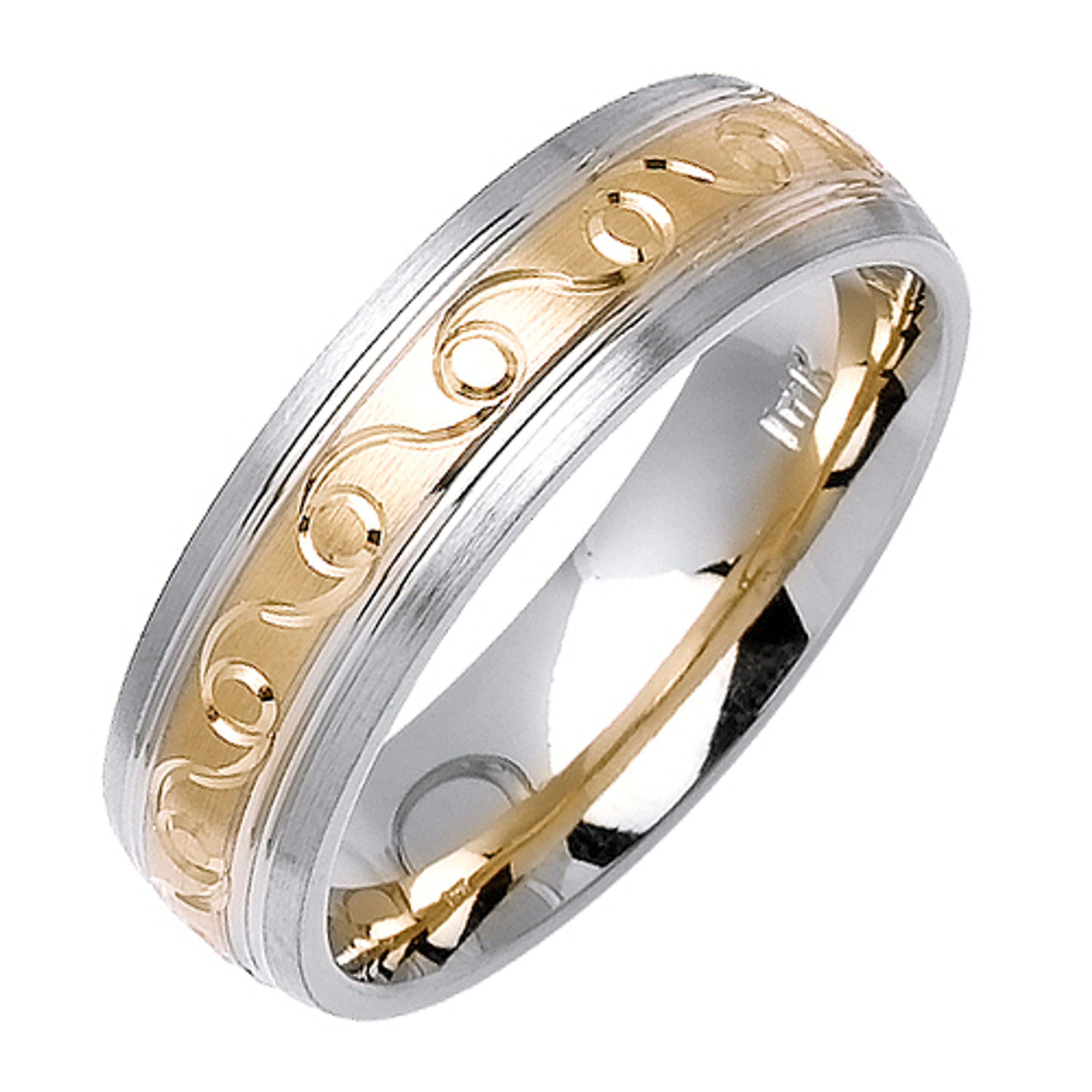 18K Yellow Gold On White Gold 6mm Handmade Wedding Band 18K Yellow Gold On White Gold 6mm Handmade Wedding Band
