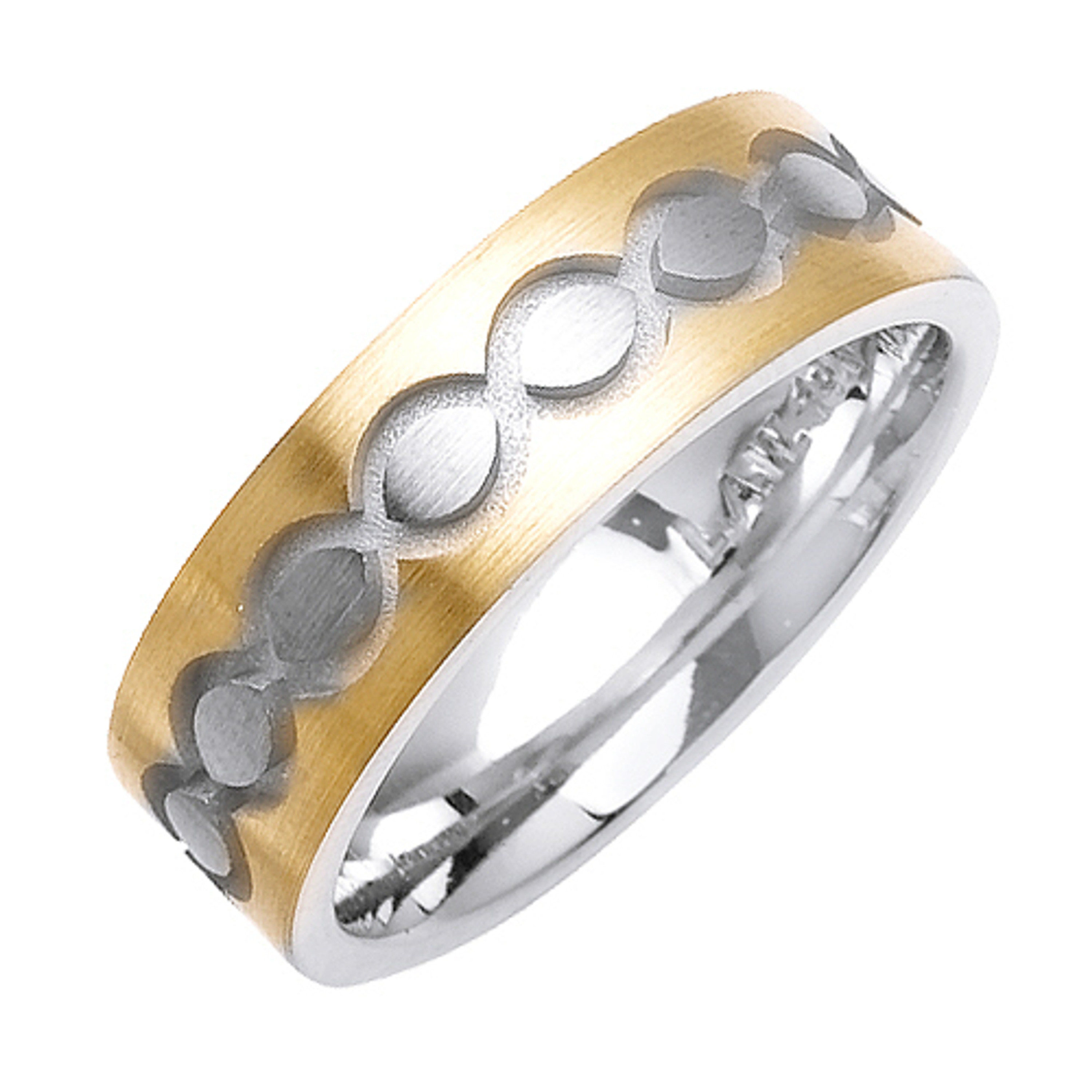 18k Yellow Gold with White Gold. 7mm Wide Handmade Wedding Band (1038) 18k Yellow Gold with White Gold. 7mm Wide Handmade Wedding Band (1038)