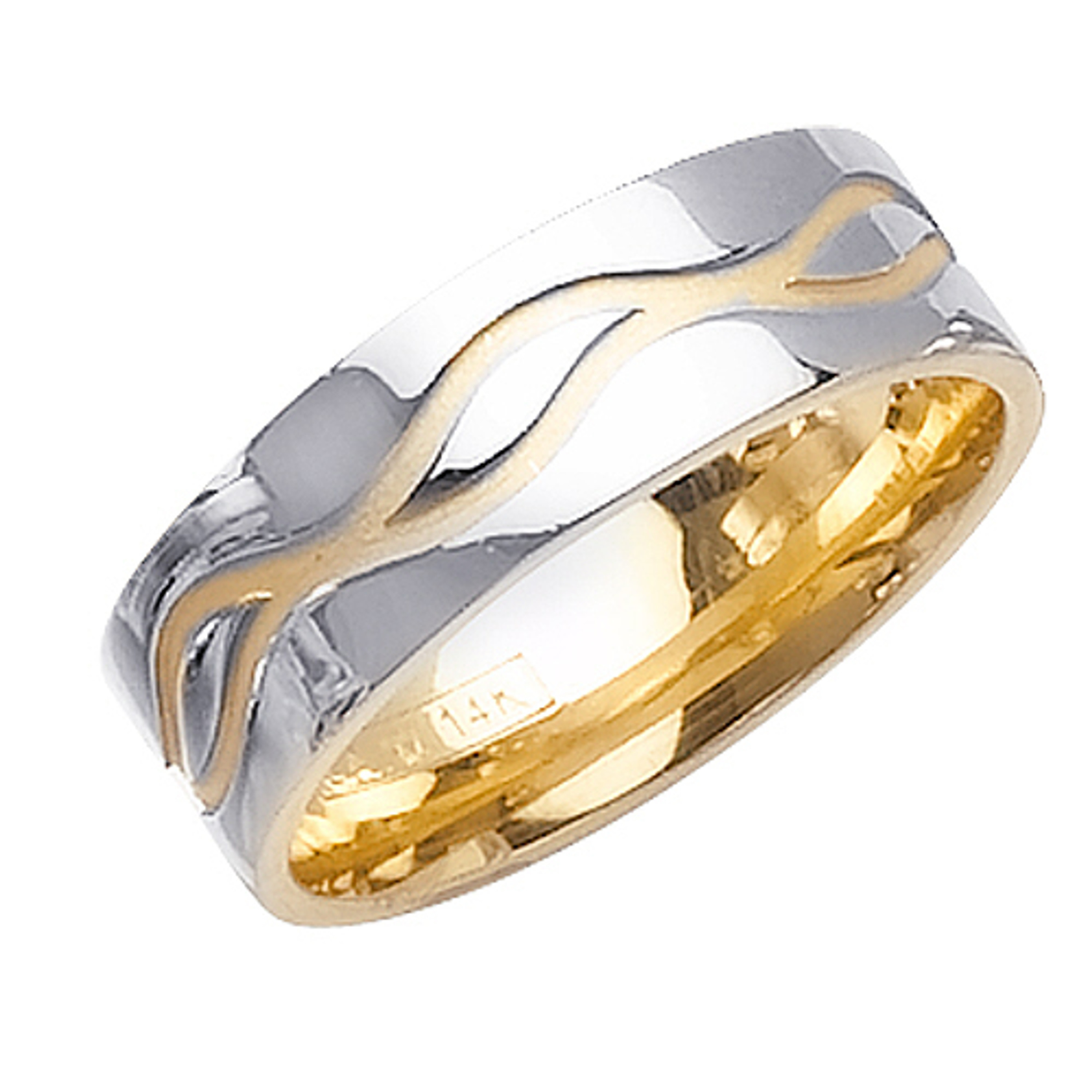 18k Yellow Gold with White Gold. 7mm Wide Handmade Wedding Band (1039) 18k Yellow Gold with White Gold. 7mm Wide Handmade Wedding Band (1039)