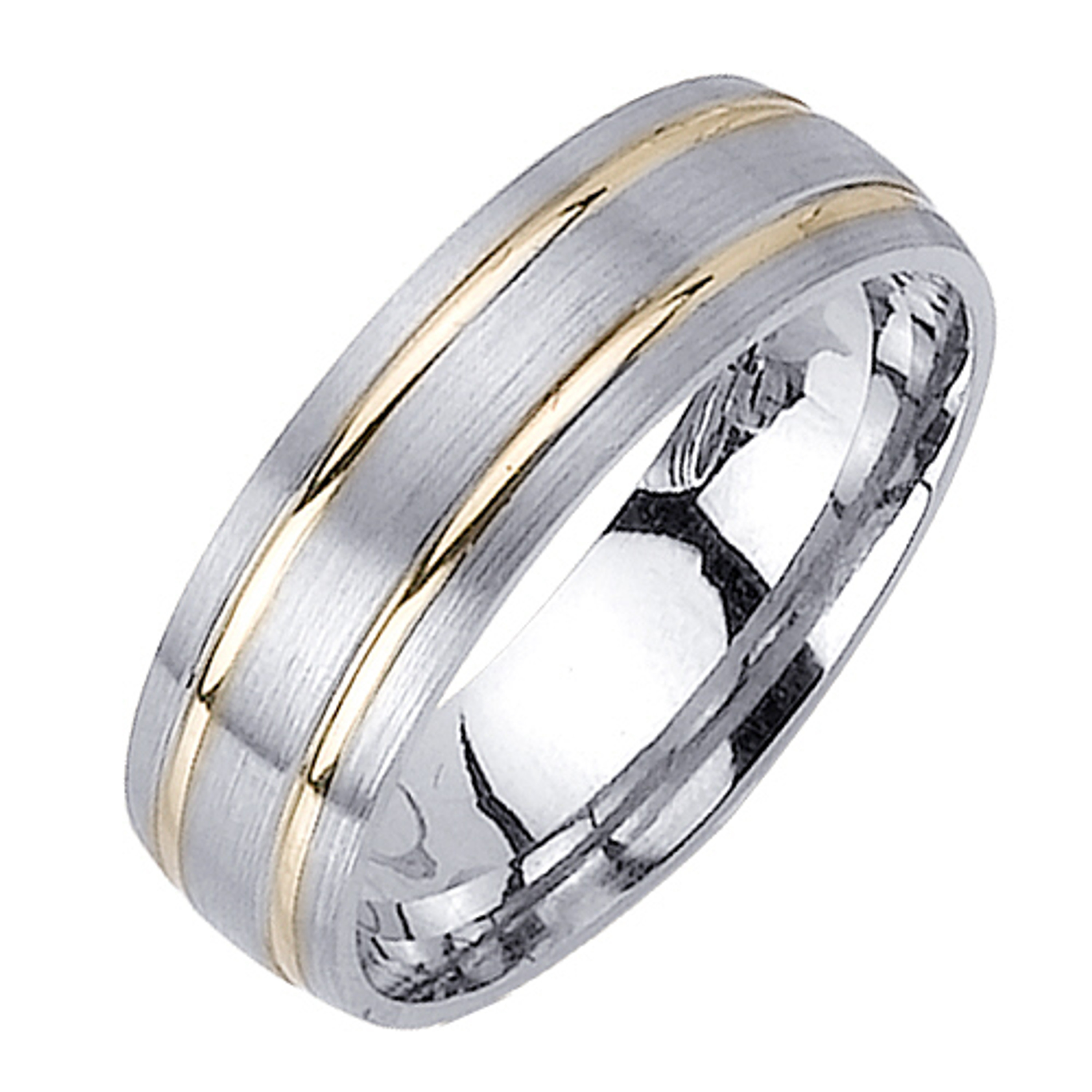 18k White Gold With yellow gold. 6.5mm Wide Handmade Wedding Band (1126) 18k White Gold With yellow gold. 6.5mm Wide Handmade Wedding Band (1126)