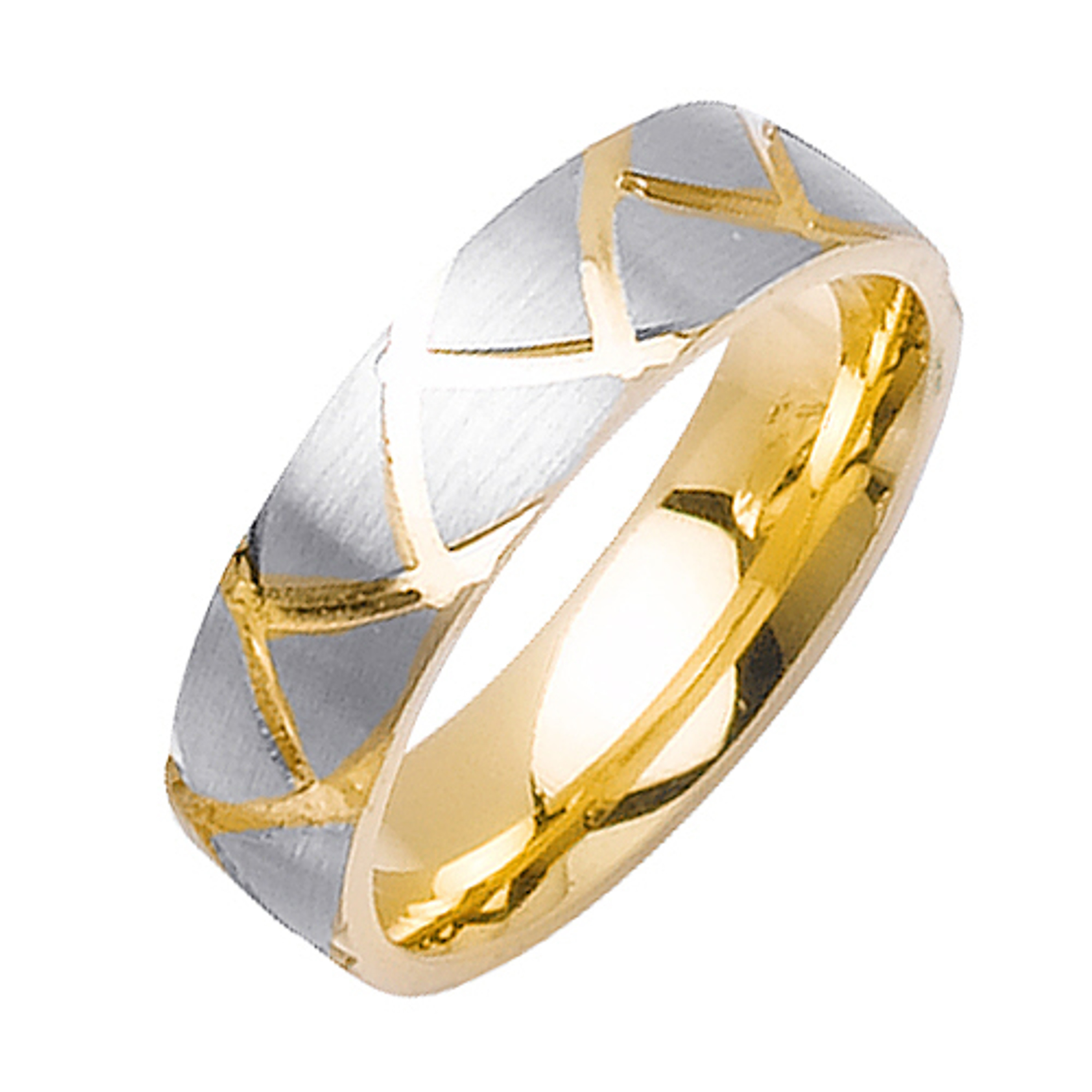 18k Yellow Gold with White Gold. 6mm Wide Handmade Wedding Band (1133) 18k Yellow Gold with White Gold. 6mm Wide Handmade Wedding Band (1133)