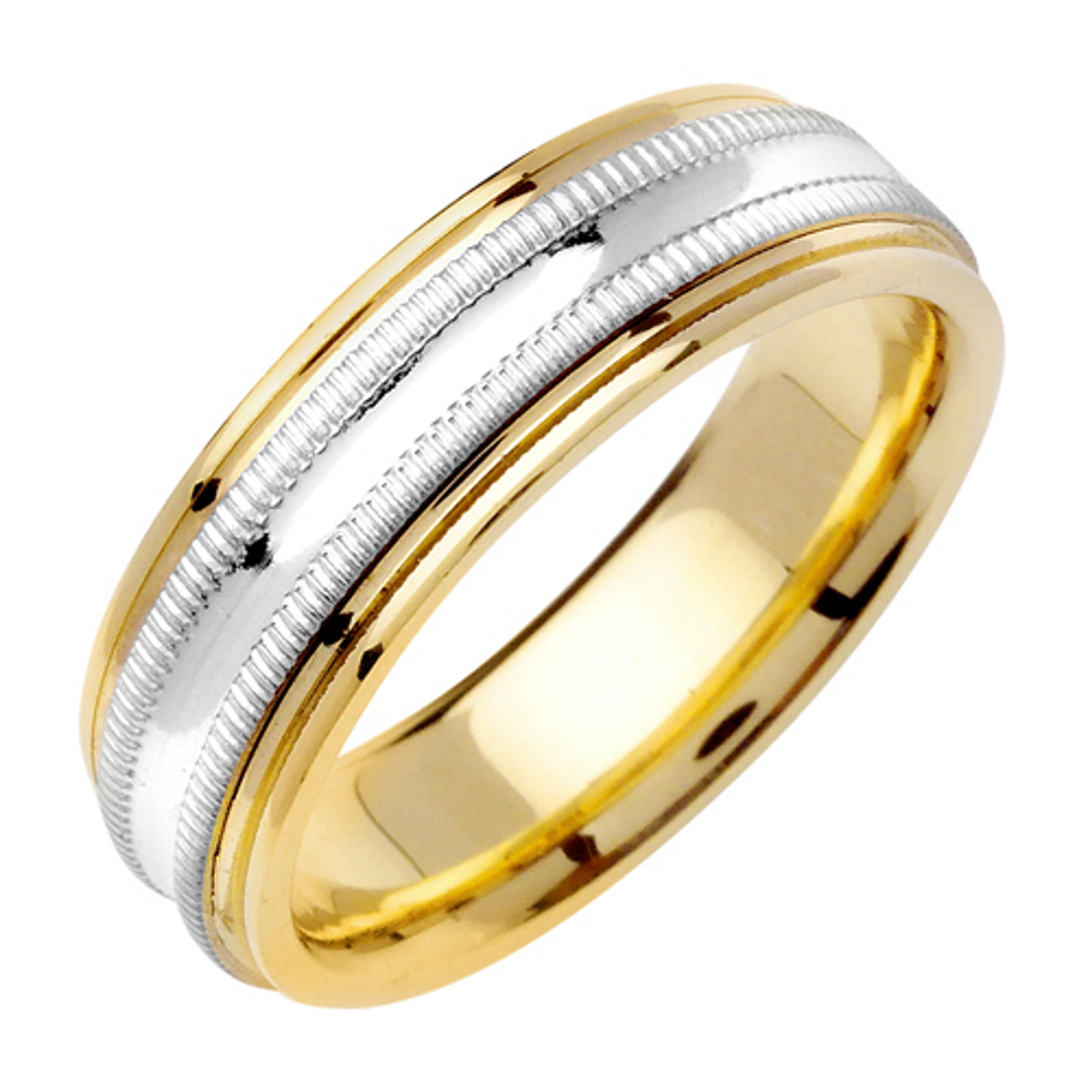 18k Yellow Gold 6.5mm Wide Yellow Gold With White Gold Handmade Wedding Band 18k Yellow Gold 6.5mm Wide Yellow Gold With White Gold Handmade Wedding Band