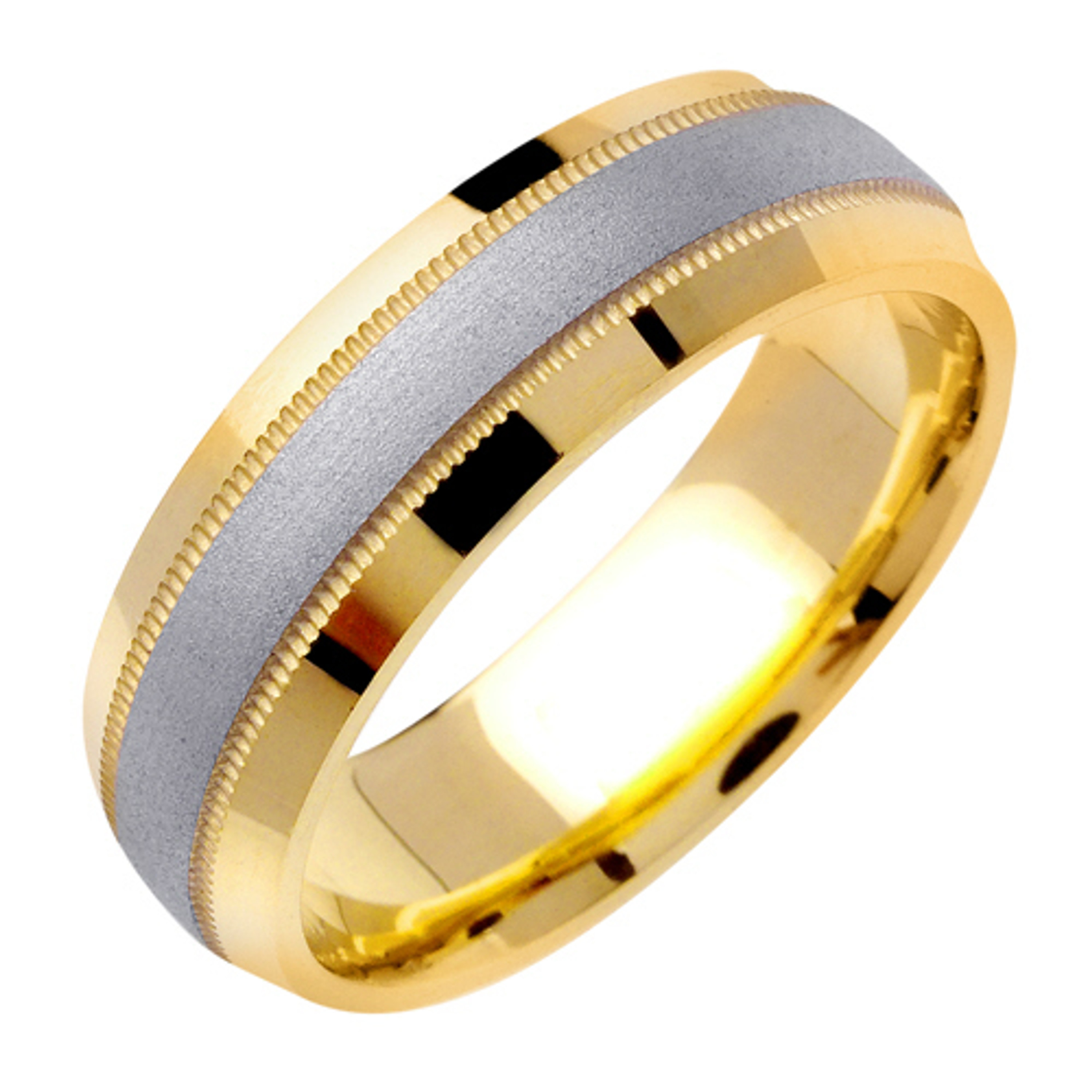 18K 6.5mm Wide Yellow Gold With White Gold Handmade Screw Pattern Wedding Band 18K 6.5mm Wide Yellow Gold With White Gold Handmade Screw Pattern Wedding Band