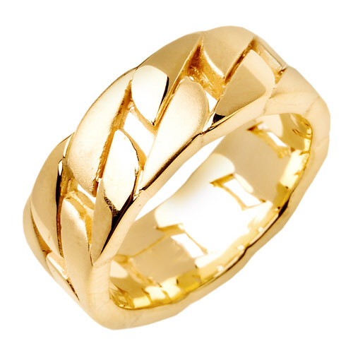 14k Yellow Gold 7.5mm Fancy Wedding Band | SARRAF.COM
