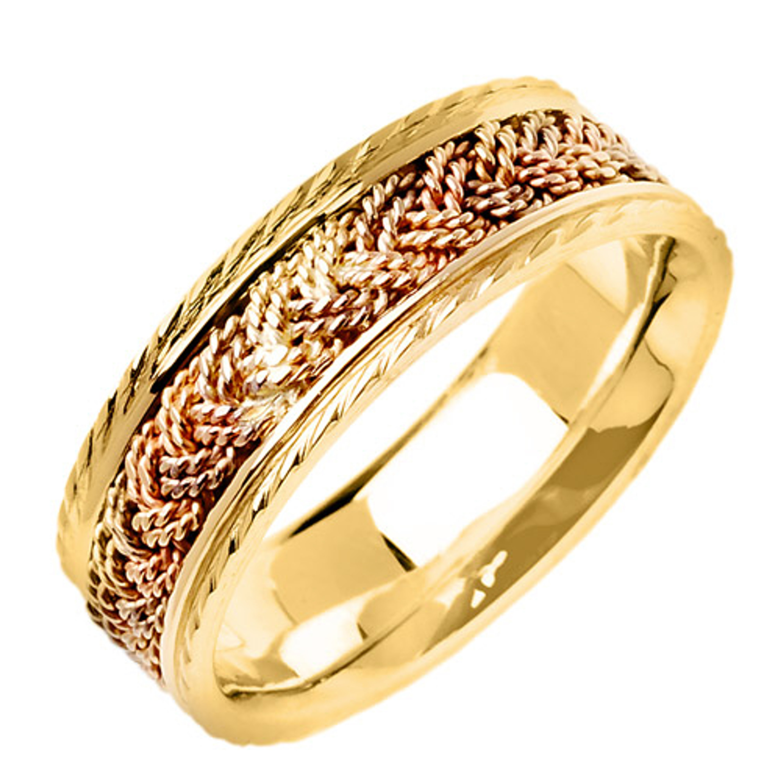 18k Two Tone Gold 7mm Fancy Celltic Braid Wedding Band 18k Two Tone Gold 7mm Fancy Celltic Braid Wedding Band