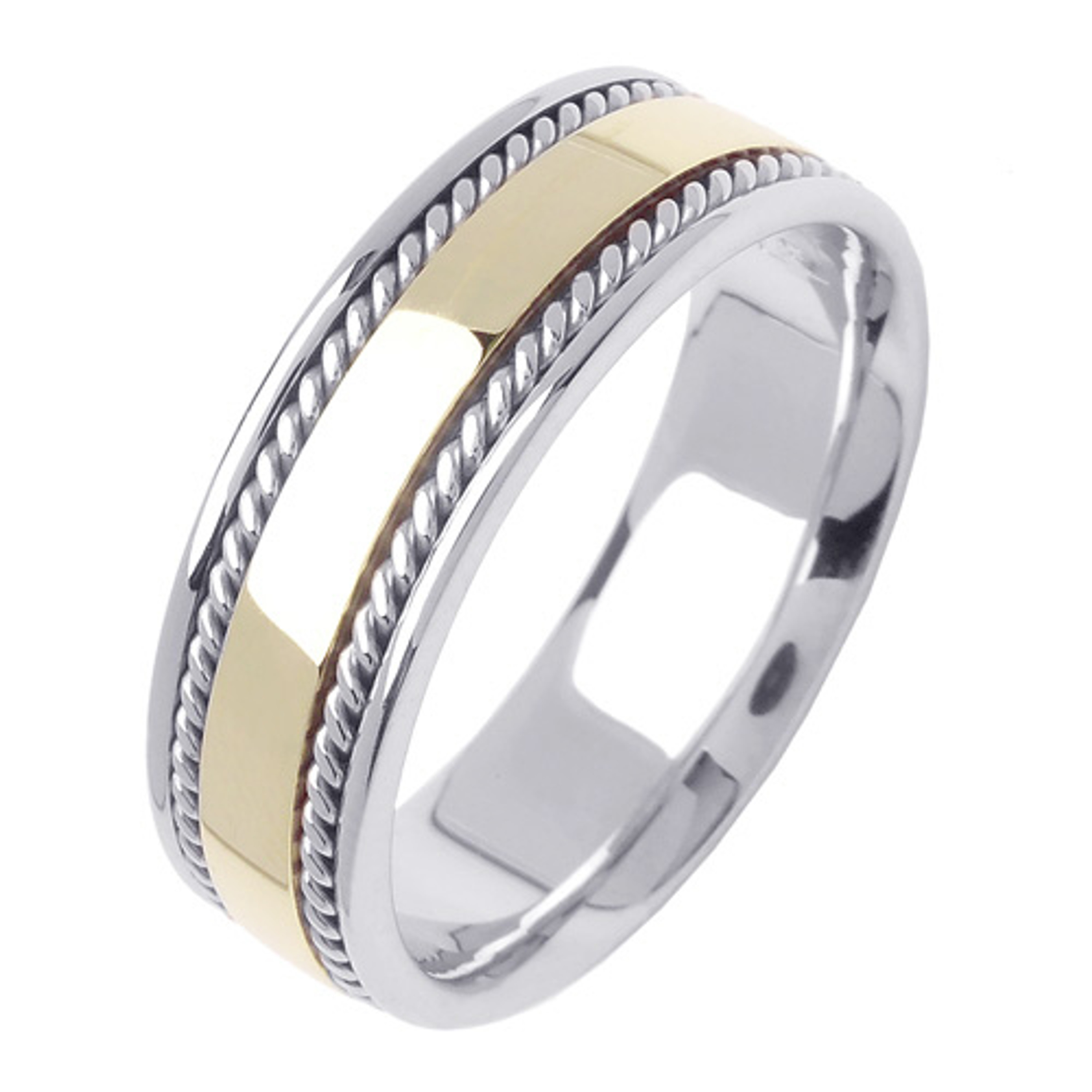 18k Yellow Gold on White Gold 7mm Fancy Wedding Band 18k Yellow Gold on White Gold 7mm Fancy Wedding Band