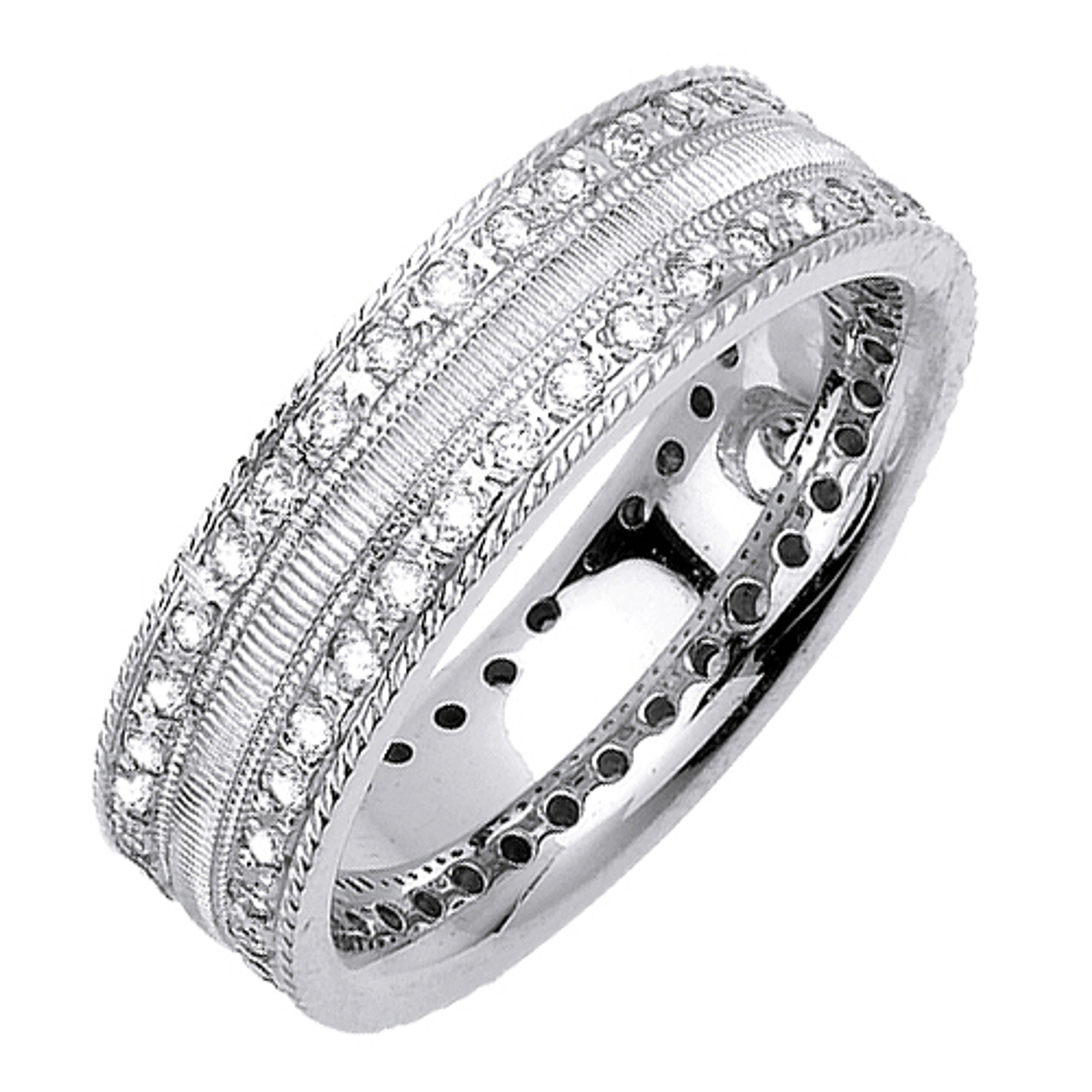 14k White Gold 7mm 0.72ct. Diamond Wedding Band