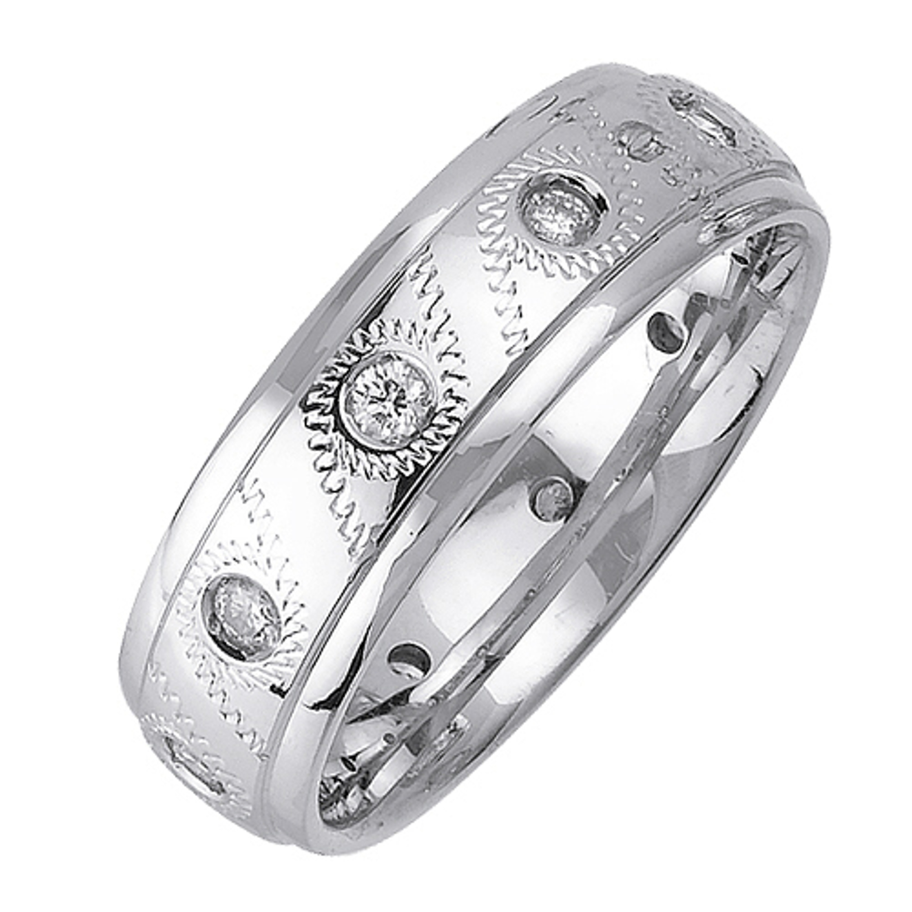 14k White Gold 7mm 0.12ct. Round Diamond Wedding Band 14k White Gold 7mm 0.12ct. Round Diamond Wedding Band