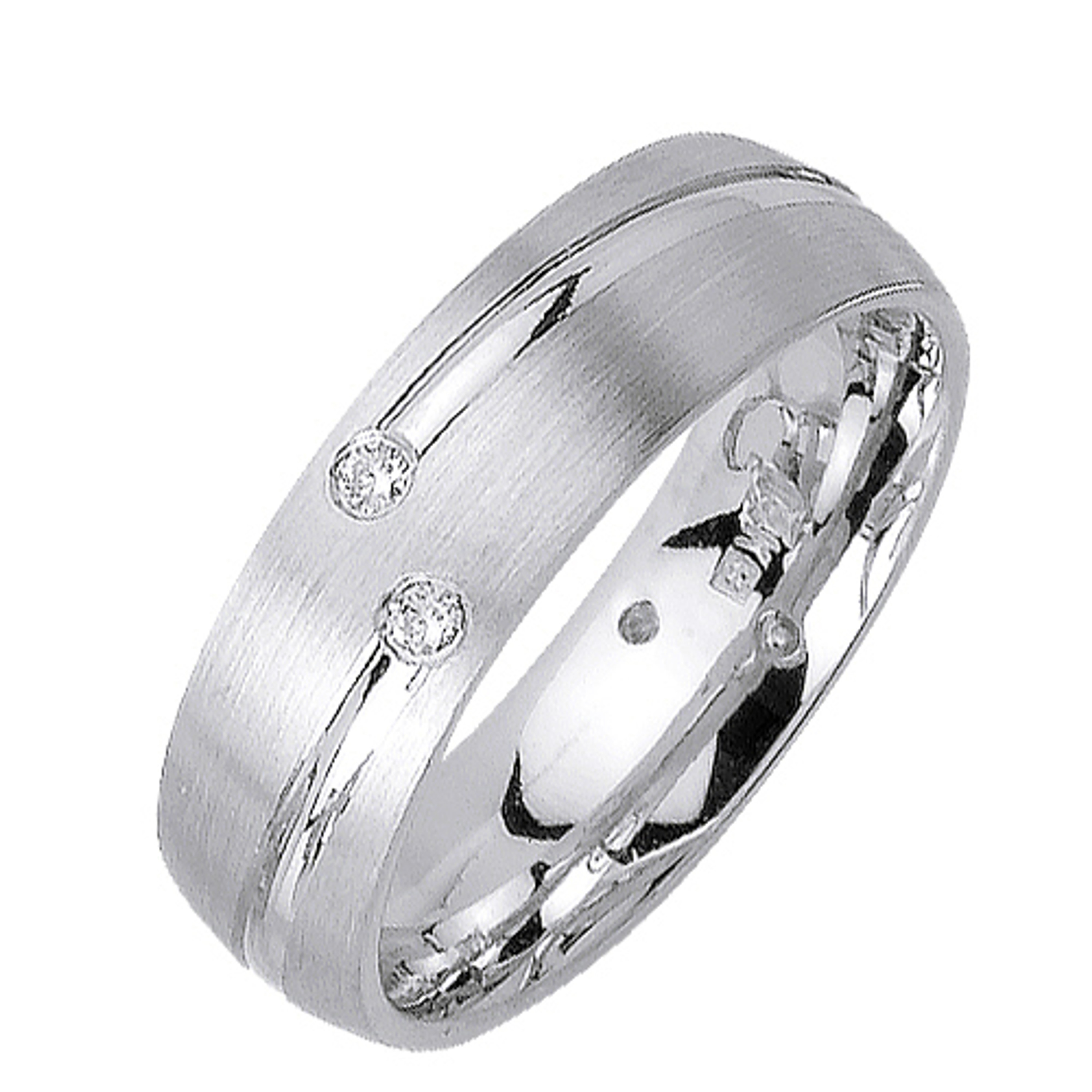 14k White Gold 7mm 0.12ct. Diamond Classy Modern Wedding Band 14k White Gold 7mm 0.12ct. Diamond Classy Modern Wedding Band