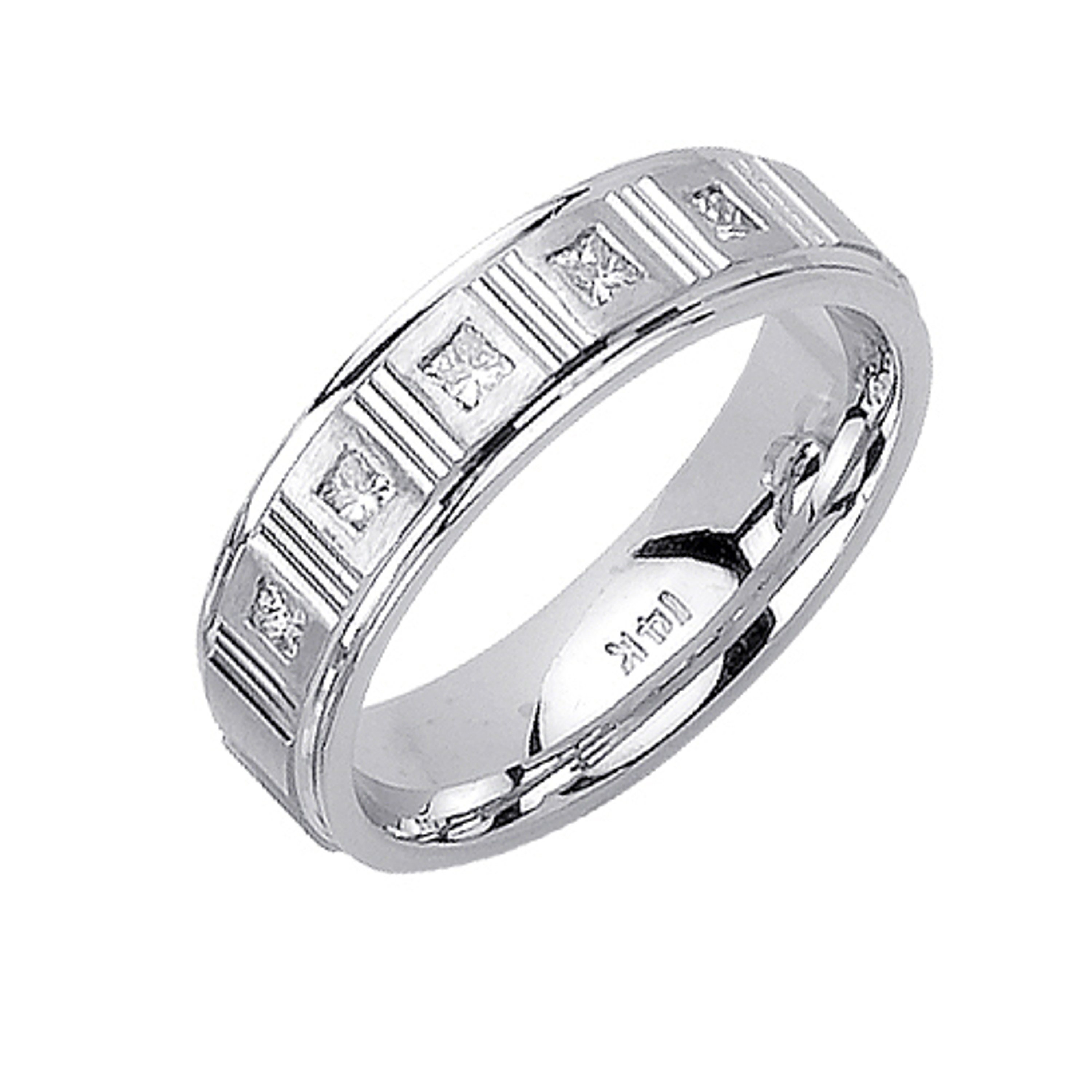 14k White Gold 6mm 0.25ct. Diamond Pave Set Wedding Band 14k White Gold 6mm 0.25ct. Diamond Pave Set Wedding Band