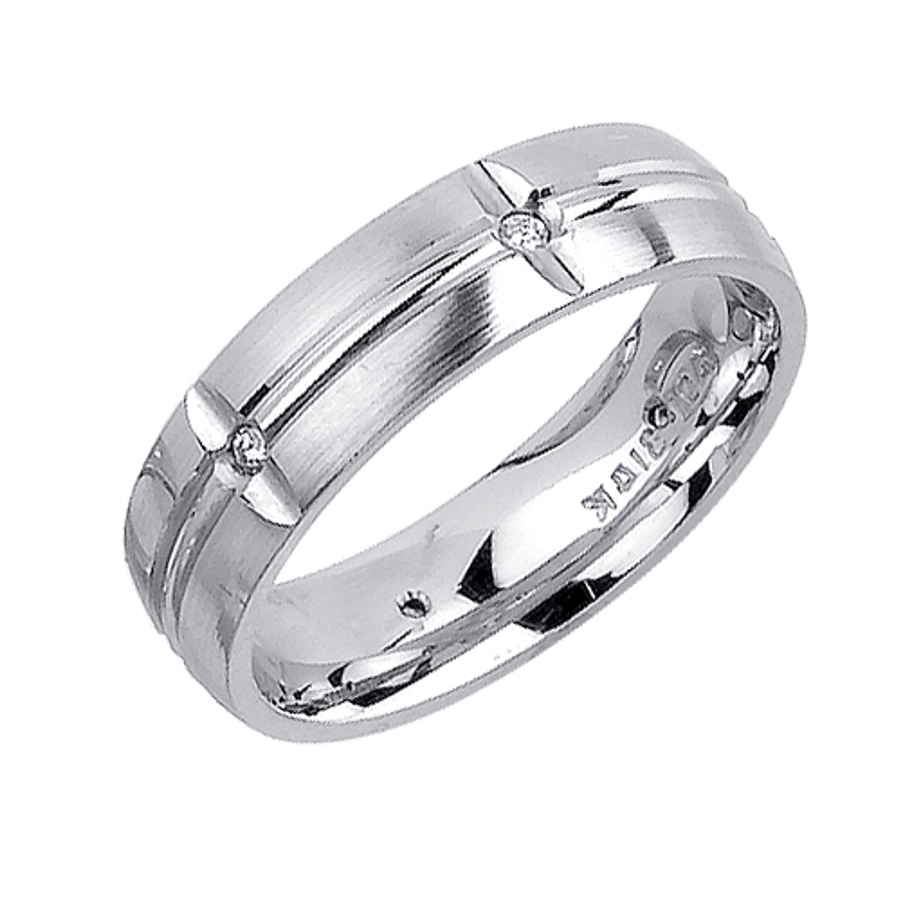 14k White Gold 6mm 0.12ct. Diamond Wedding Band 14k White Gold 6mm 0.12ct. Diamond Wedding Band