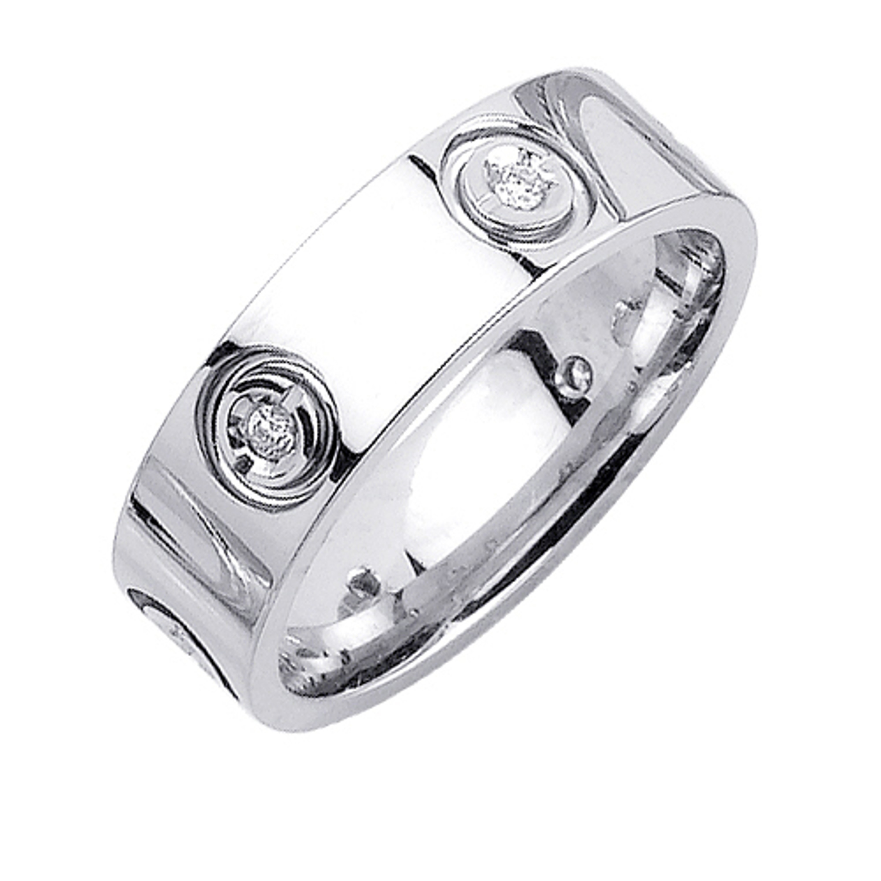 14k White Gold 6.5mm 0.12ct. Diamond Wedding Band 14k White Gold 6.5mm 0.12ct. Diamond Wedding Band
