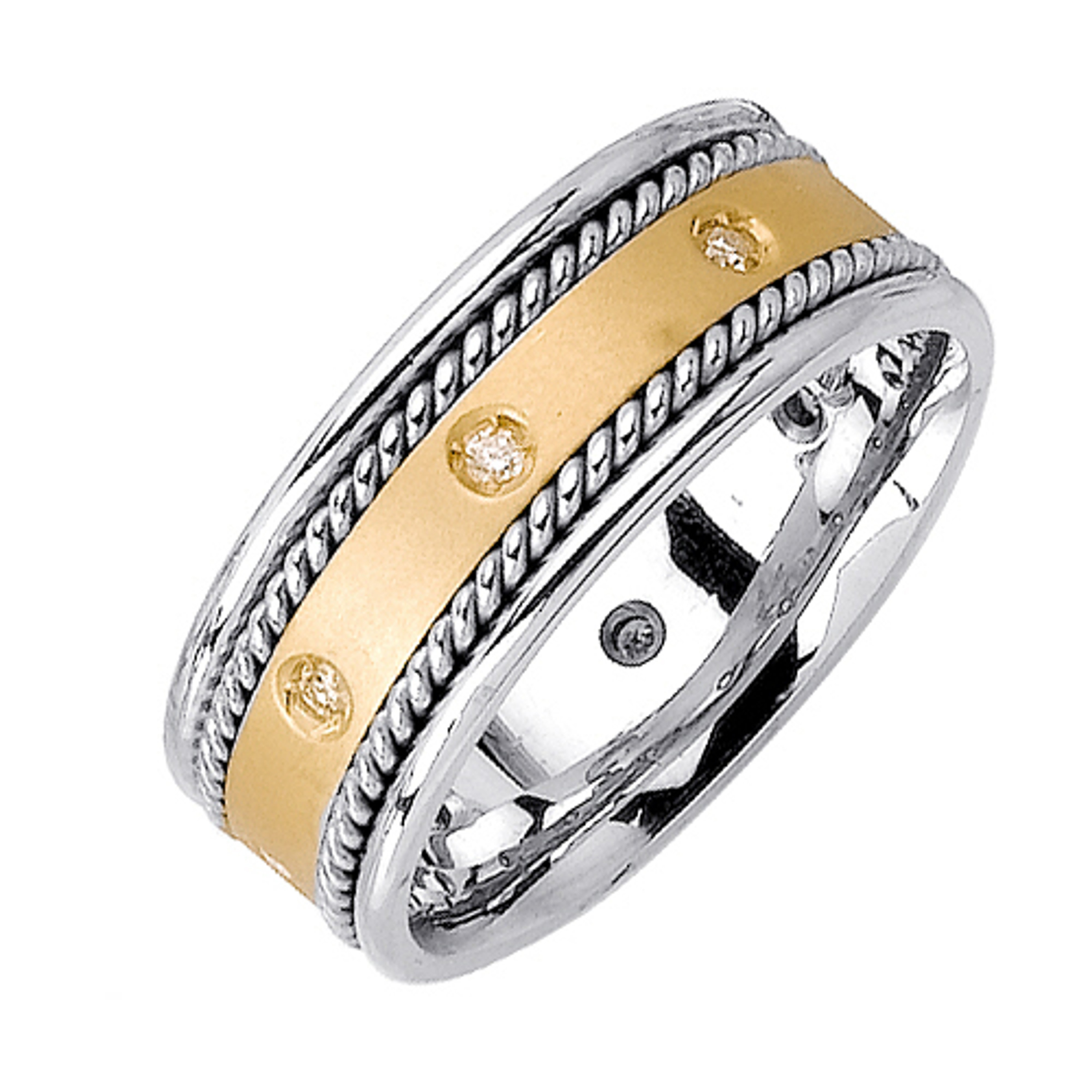 14k Yellow Gold on White Gold 8.5mm With 0.16ct. Diamond Wedding Band 14k Yellow Gold on White Gold 8.5mm With 0.16ct. Diamond Wedding Band