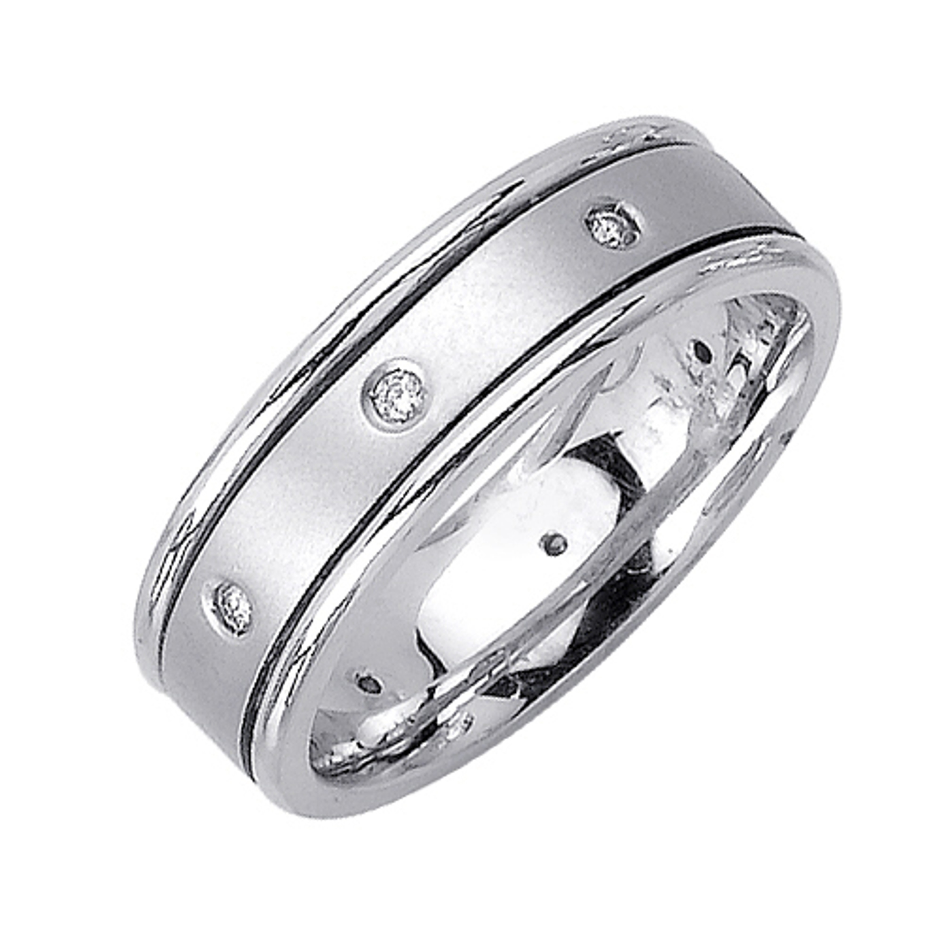 14k White Gold 6.5mm 0.16ct. Diamond Wedding Band 14k White Gold 6.5mm 0.16ct. Diamond Wedding Band