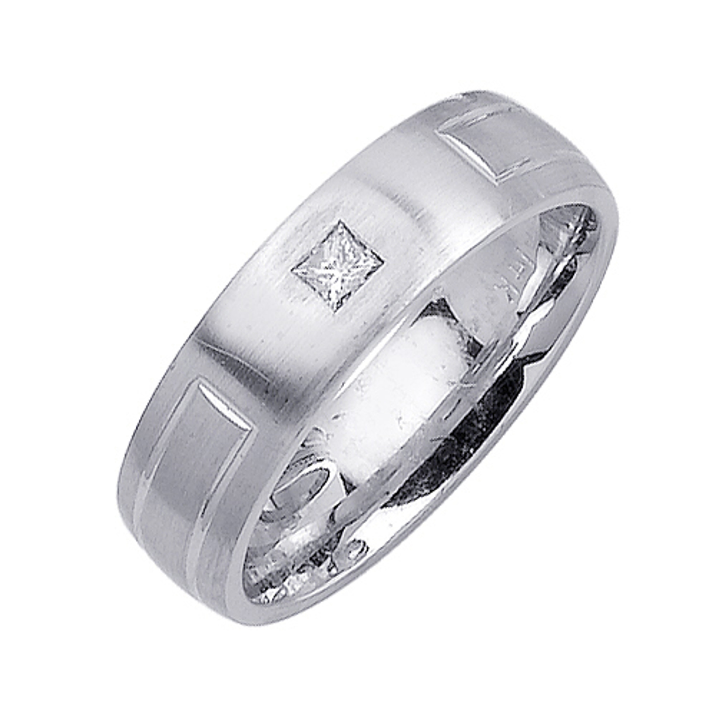 14k White Gold 6mm 0.1ct. Princess  Diamond Wedding Band 14k White Gold 6mm 0.1ct. Princess  Diamond Wedding Band