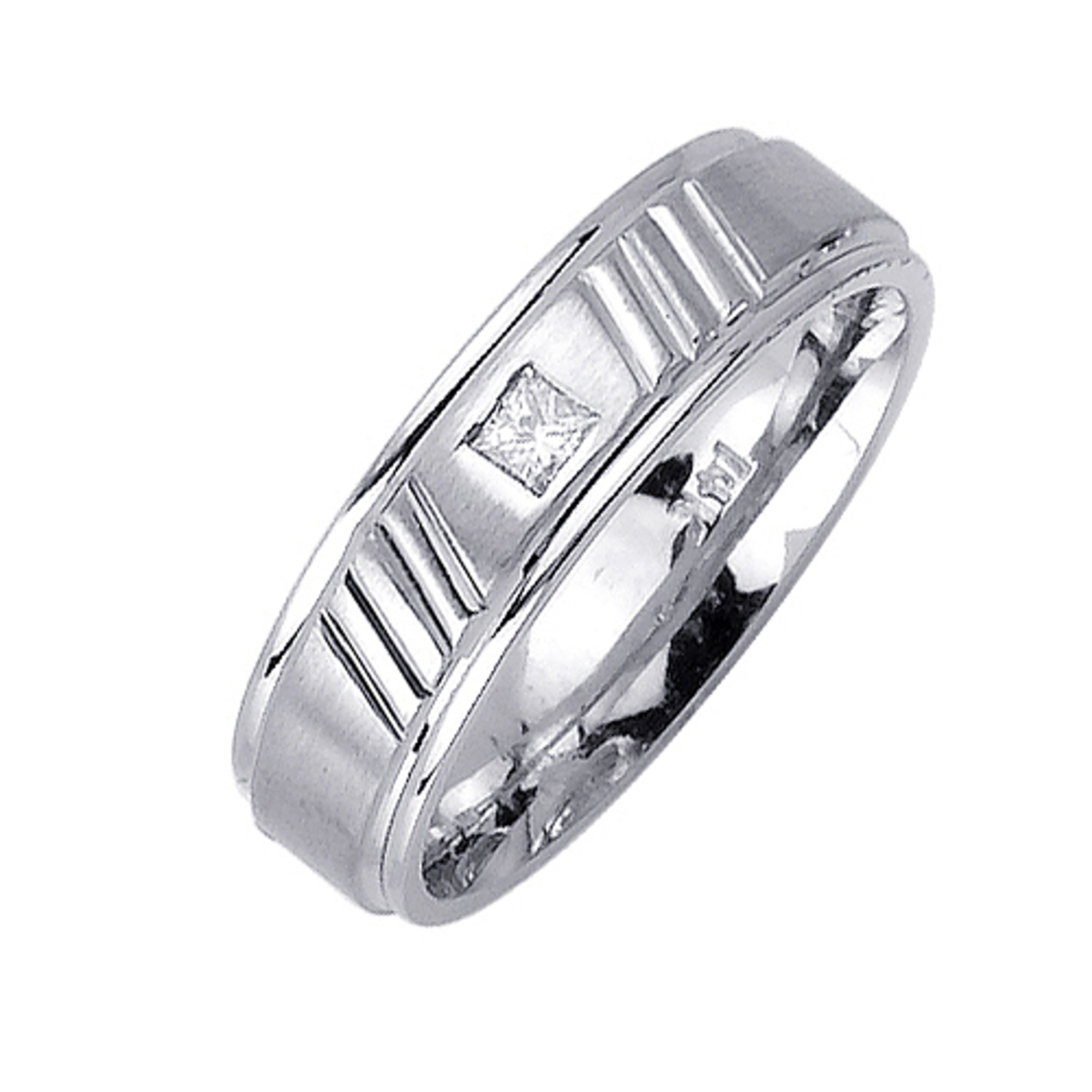 14k White Gold 6mm 0.10ct. Princess Diamond Wedding Band 14k White Gold 6mm 0.10ct. Princess Diamond Wedding Band