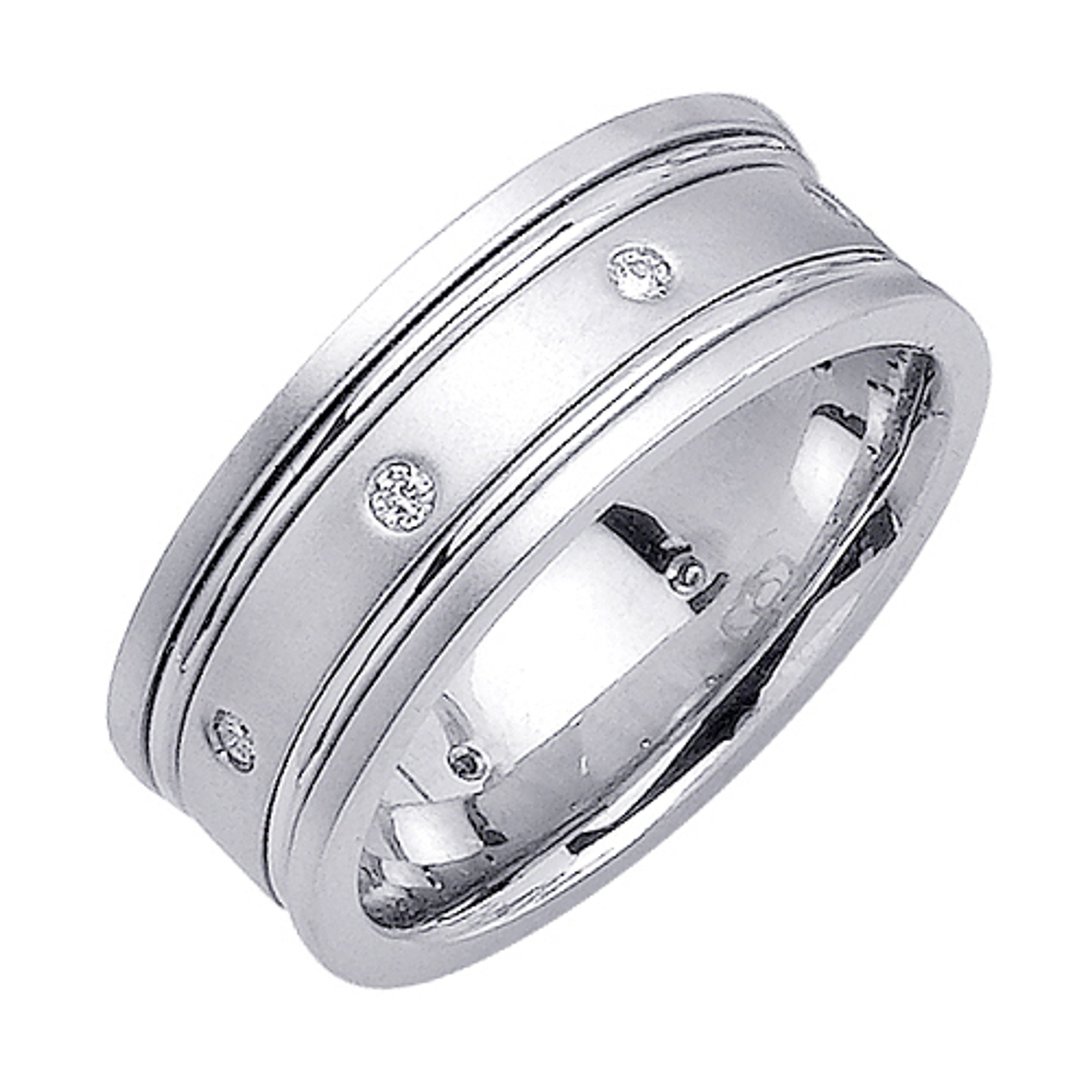 14k White Gold 8mm 0.16ct. Diamond Wedding Band 14k White Gold 8mm 0.16ct. Diamond Wedding Band