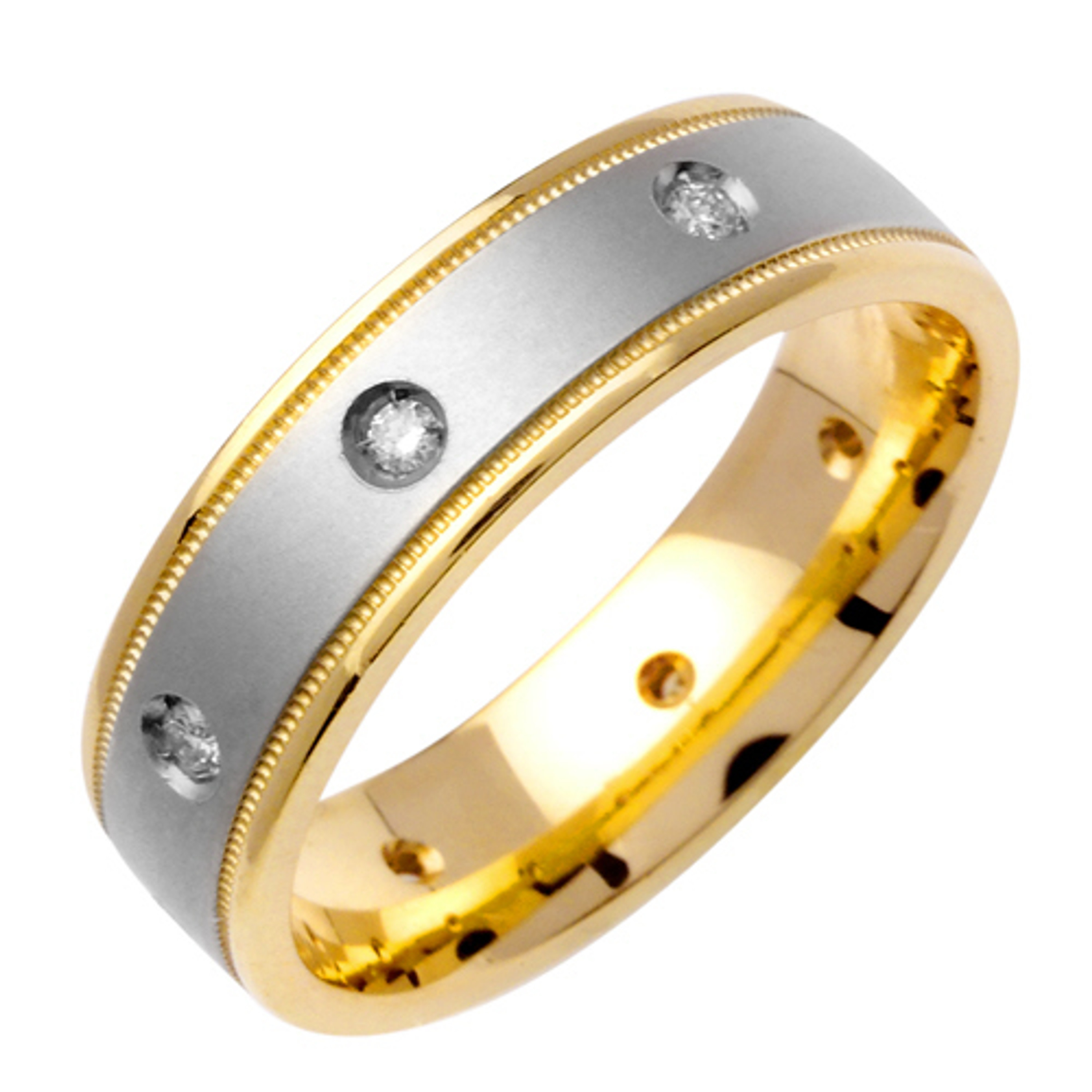 14k Gold Yellow And White Gold Diamond Wedding Band (2827)