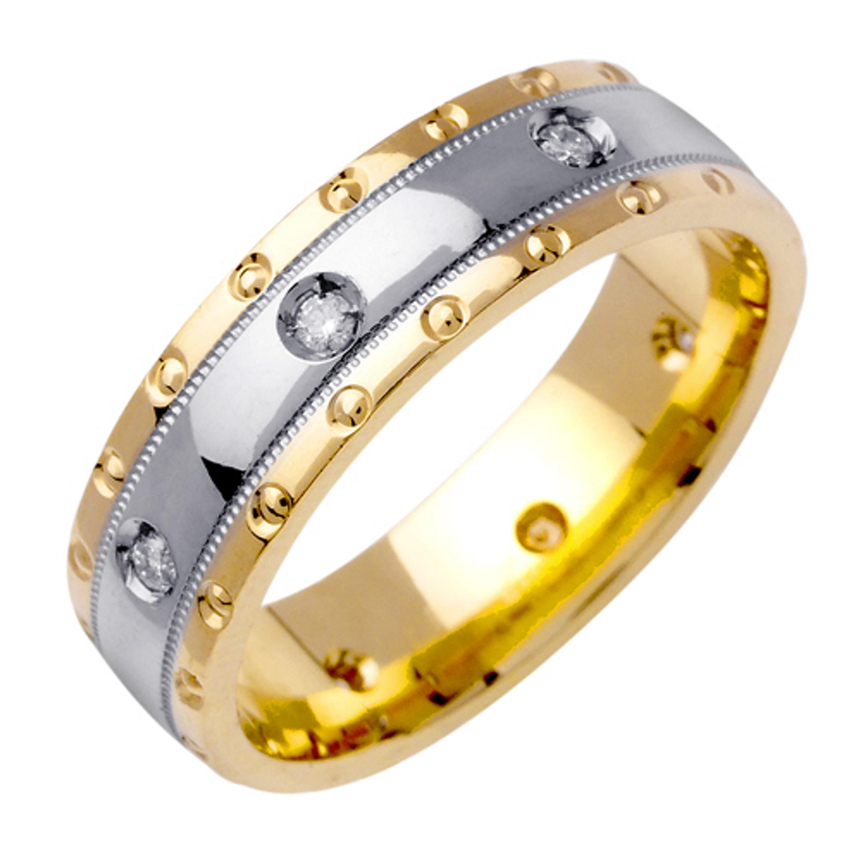 14k Gold Yellow And White Gold Diamond Wedding Band (2836) 14k Gold Yellow And White Gold Diamond Wedding Band (2836)