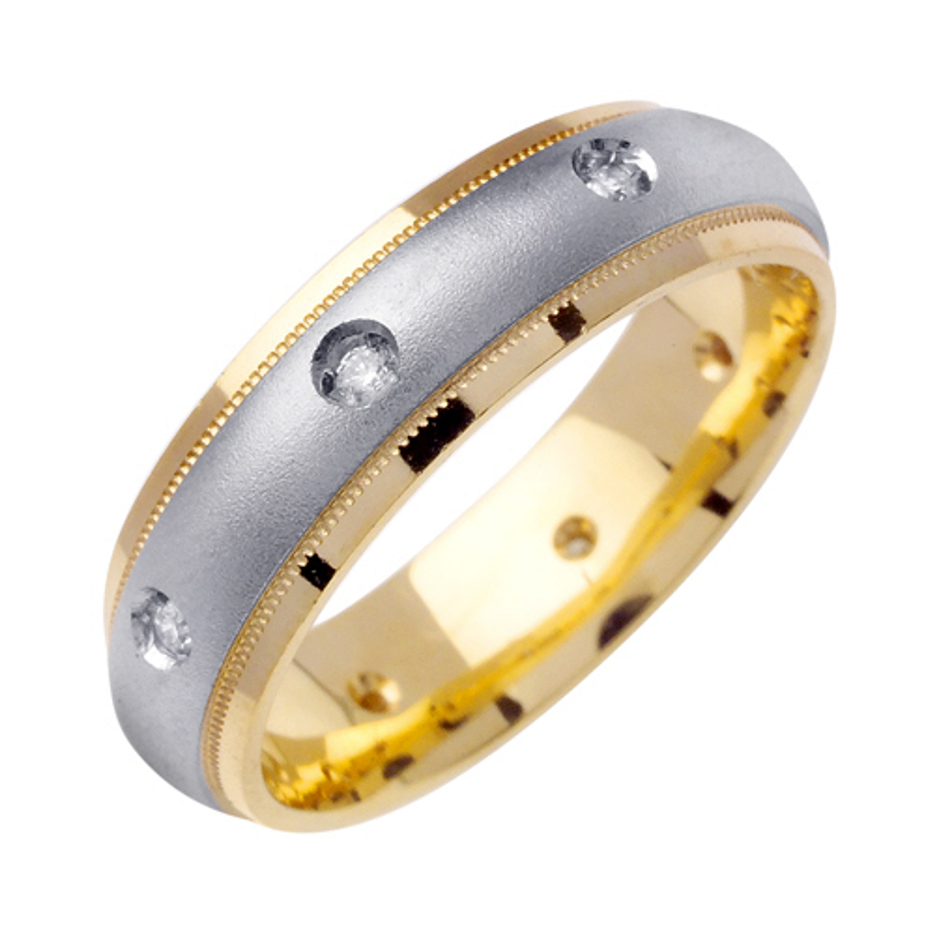 14k Gold Yellow And White Gold Diamond Wedding Band (2837)